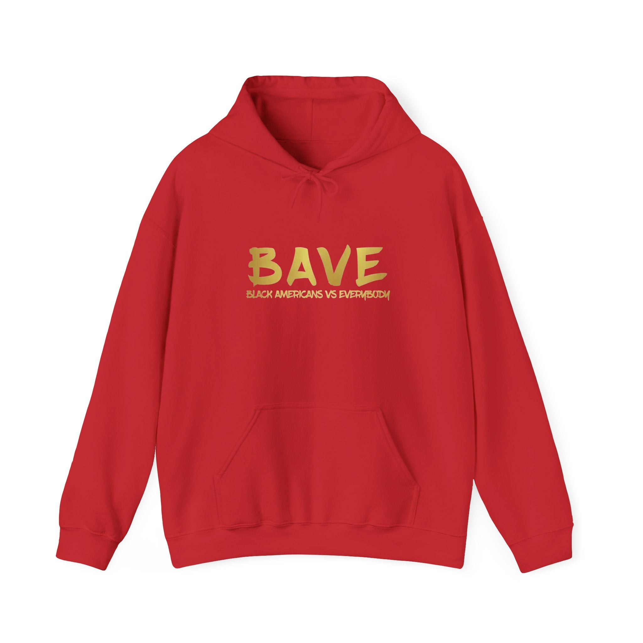 BAVE "Black Americans vs Everybody" gold logo Hoodie | White pullover sweatshirt