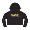 BAVE logo gold script Crop Hoodie | minimalist streetwear, white
