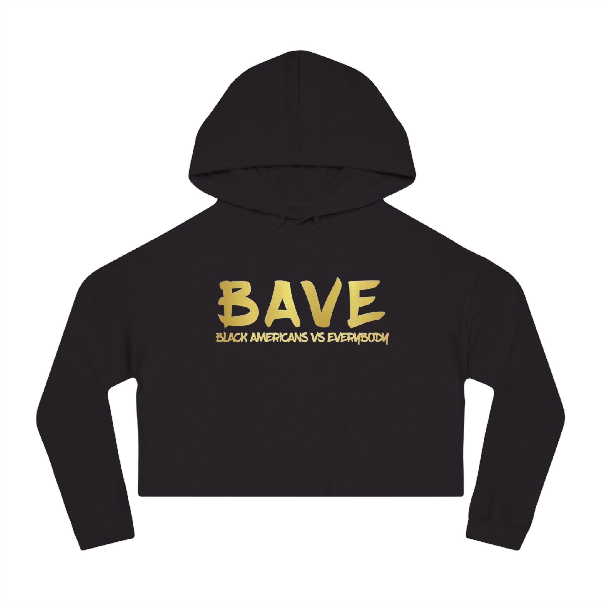 BAVE logo gold script Crop Hoodie | minimalist streetwear, white