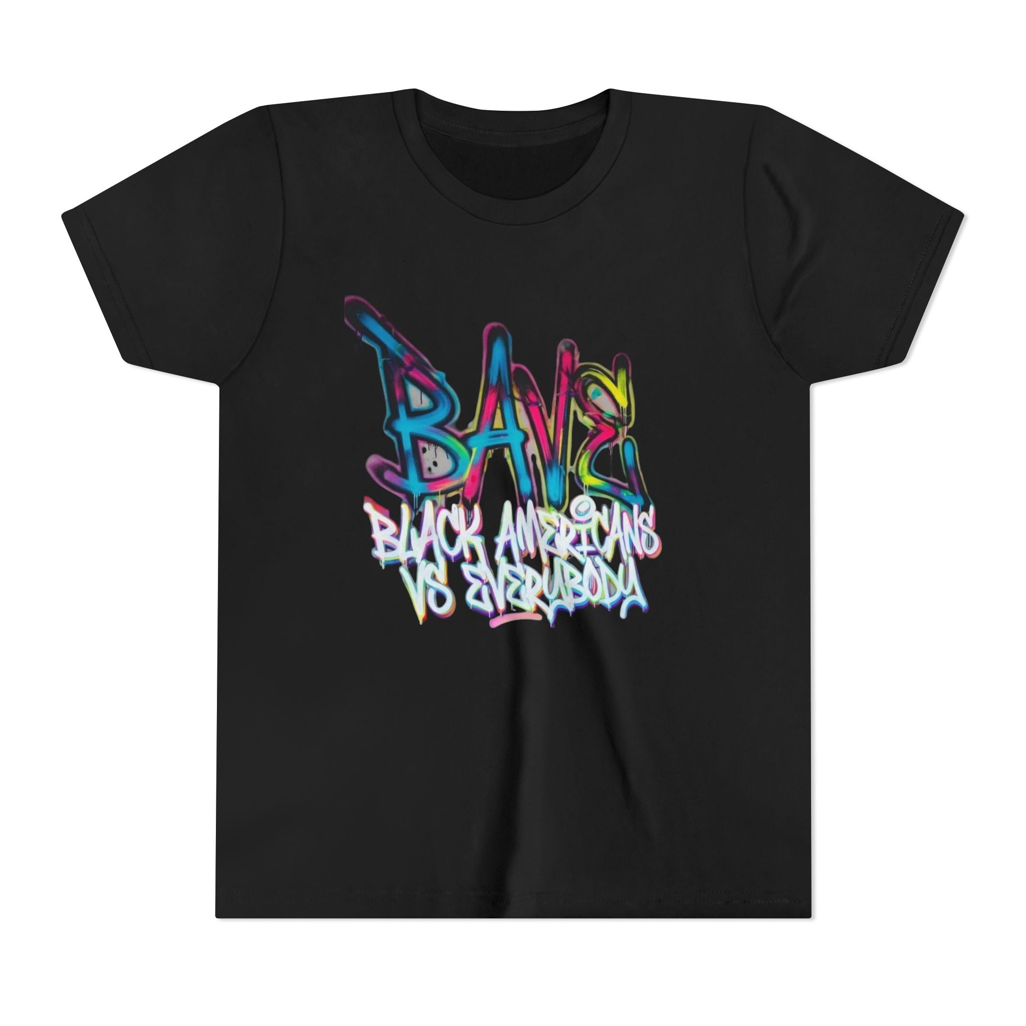 BAVE Black Americans vs Everybody graffiti design Youth Tee | colorful street art text