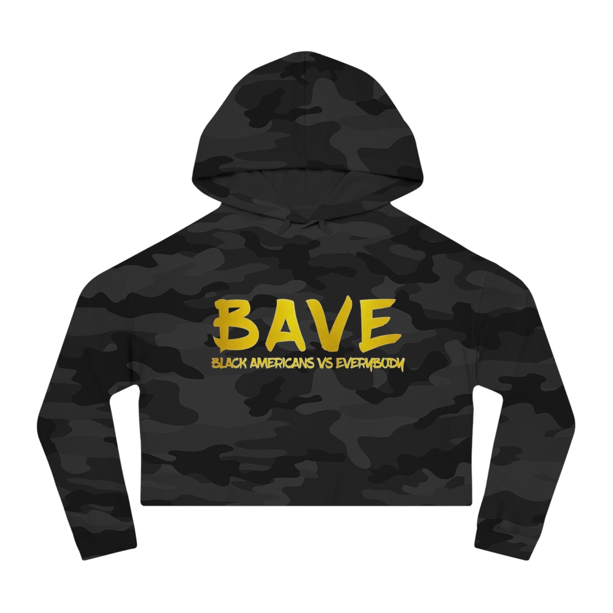 BAVE logo gold script Crop Hoodie | minimalist streetwear, white