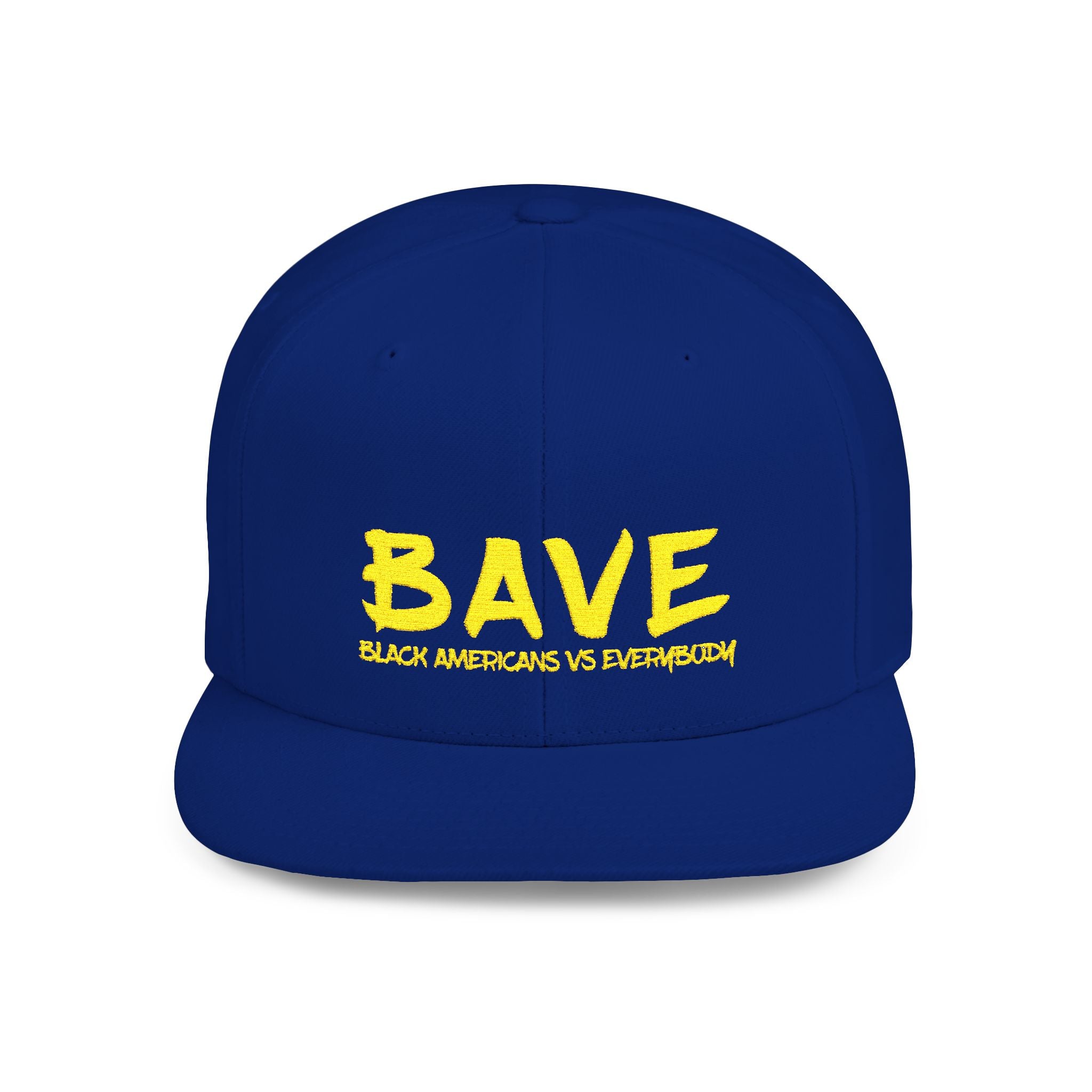 BAVE embroidered yellow paint stroke Flat Bill Snapback | logo cap