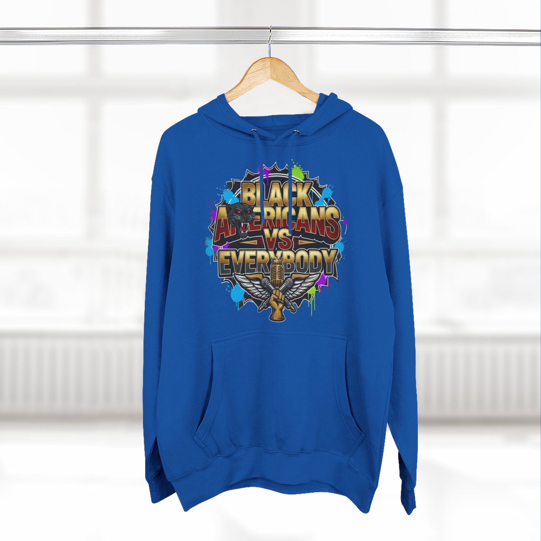 Black Americns vs Everybody Hoodie | Urban Graffiti Logo, Bold Text