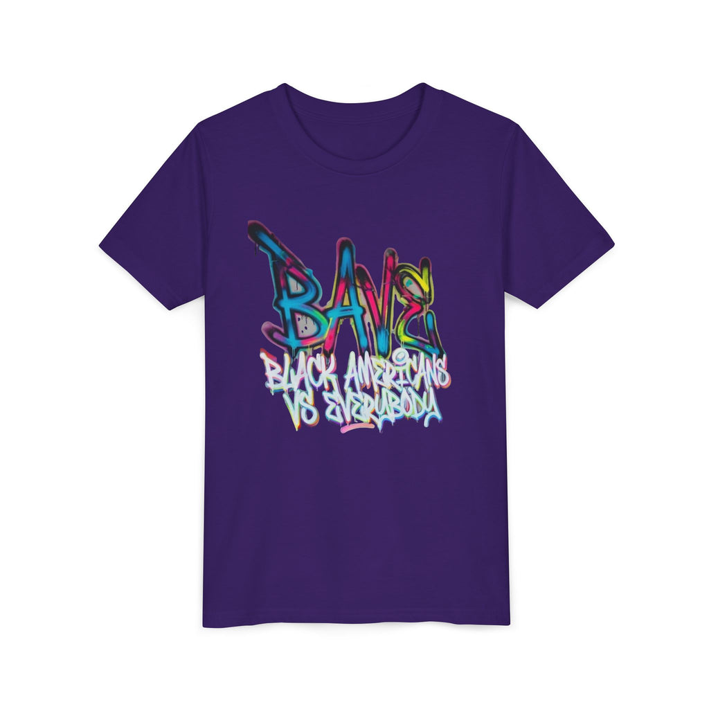BAVE Black Americans vs Everybody graffiti design Youth Tee | colorful street art text
