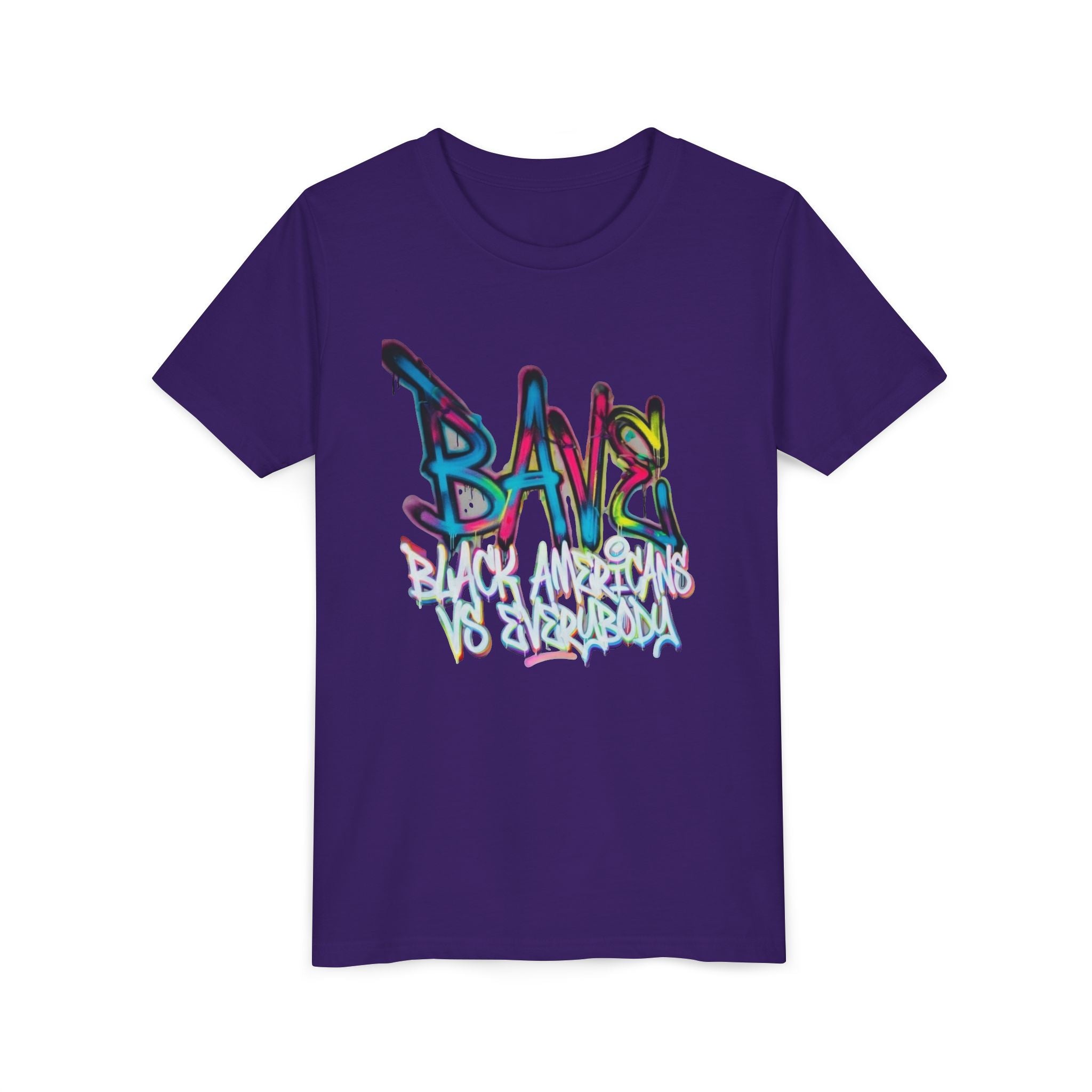 BAVE Black Americans vs Everybody graffiti design Youth Tee | colorful street art text