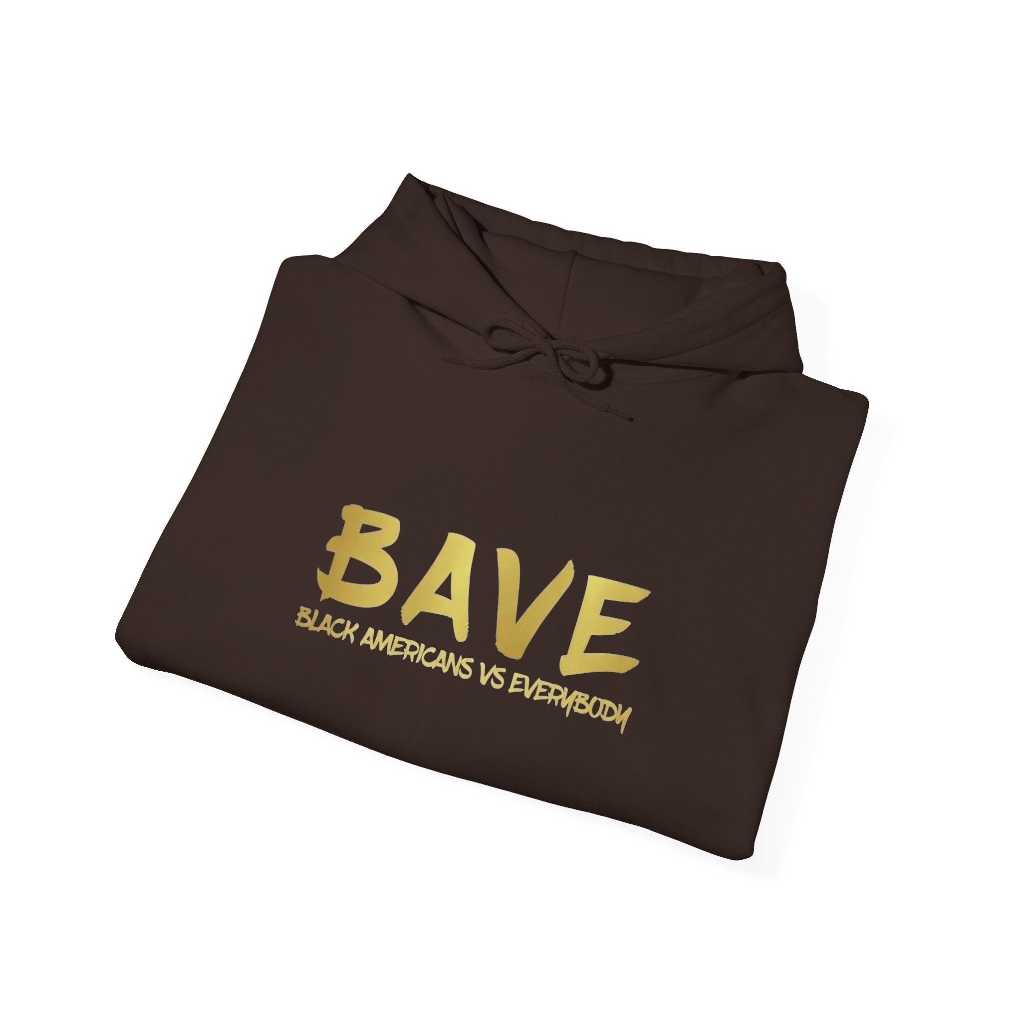 BAVE "Black Americans vs Everybody" gold logo Hoodie | White pullover sweatshirt