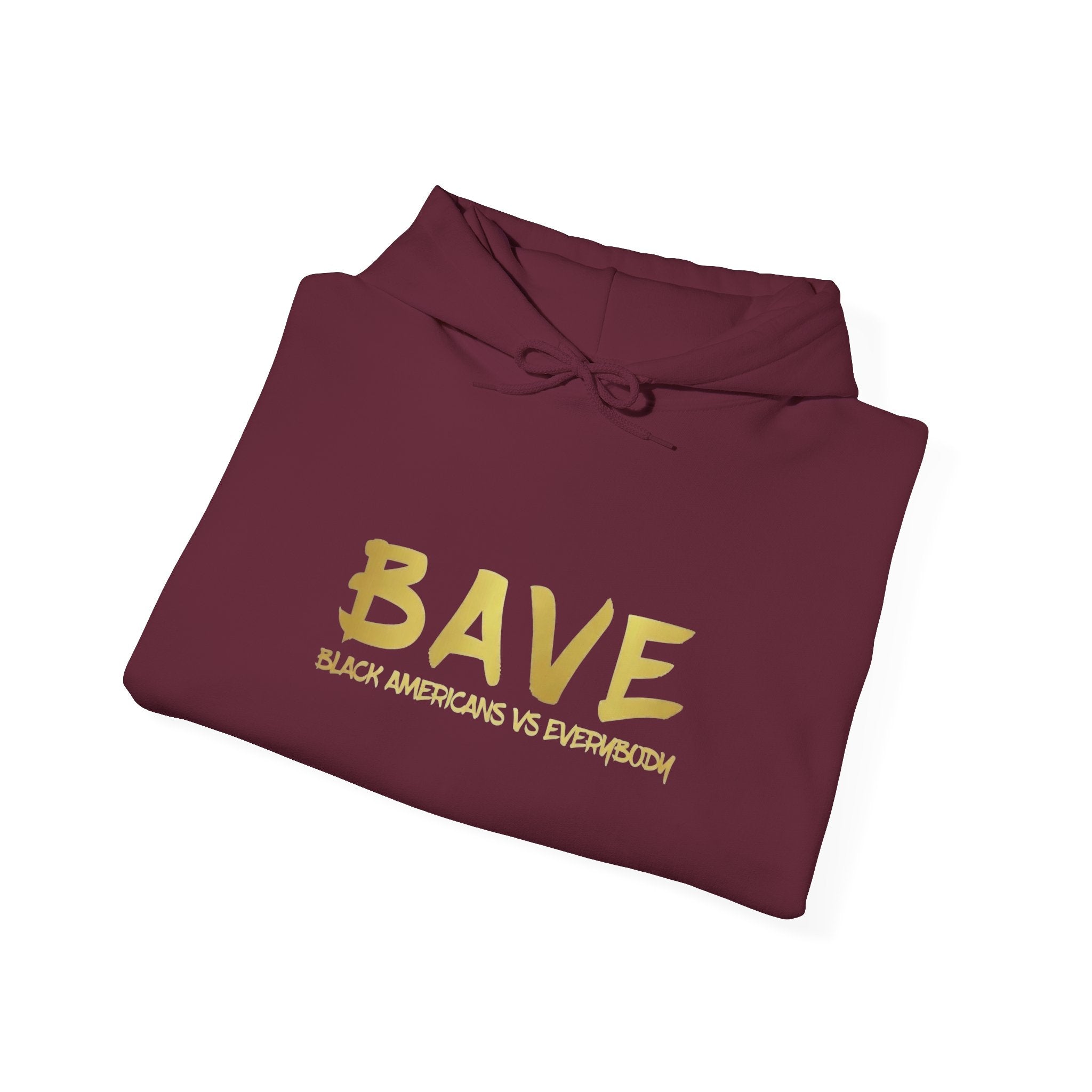 BAVE "Black Americans vs Everybody" gold logo Hoodie | White pullover sweatshirt