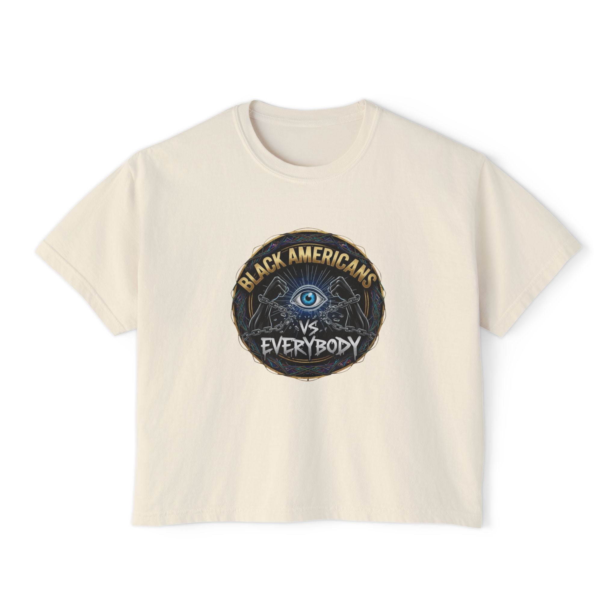 Women's Boxy Tee — "Black Americans vs Everybody" Graphic Crop T-Shirt