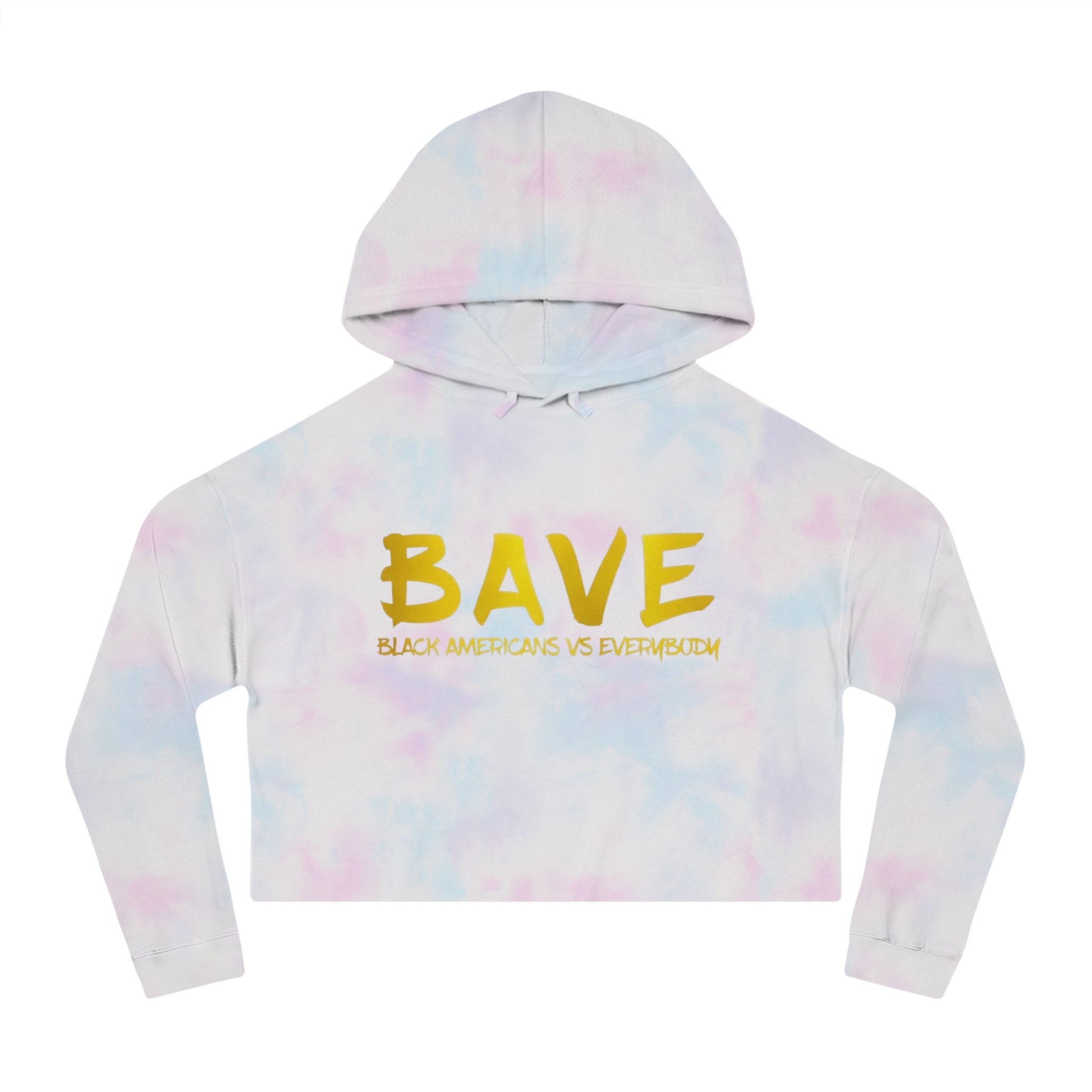 BAVE logo gold script Crop Hoodie | minimalist streetwear, white