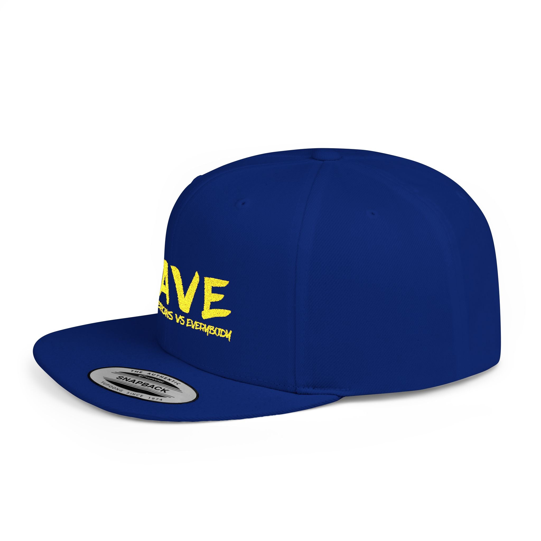 BAVE embroidered Black Americans Vs Everybody flat bill snapback hat | yellow distressed lettering