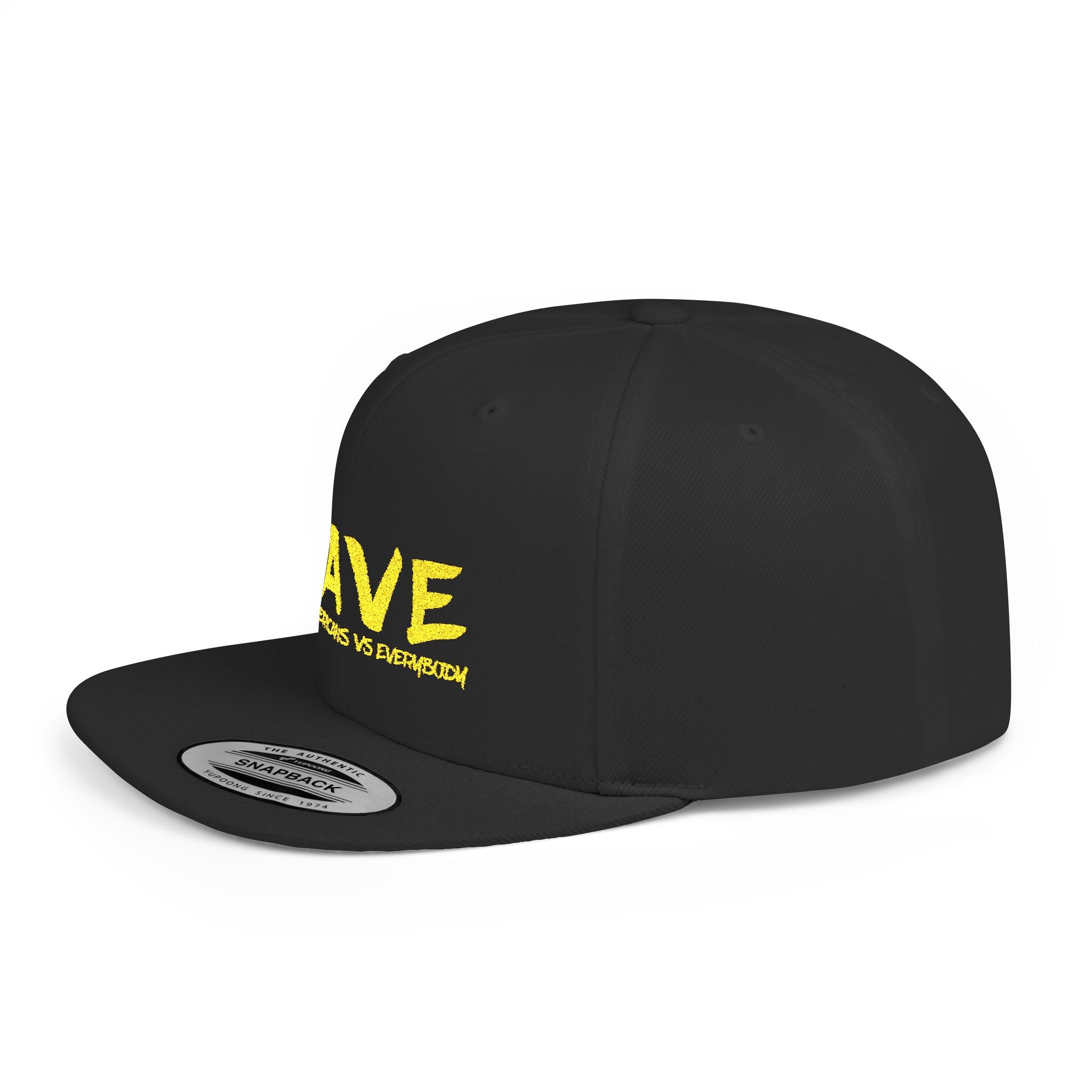 BAVE embroidered Black Americans Vs Everybody flat bill snapback hat | yellow distressed lettering