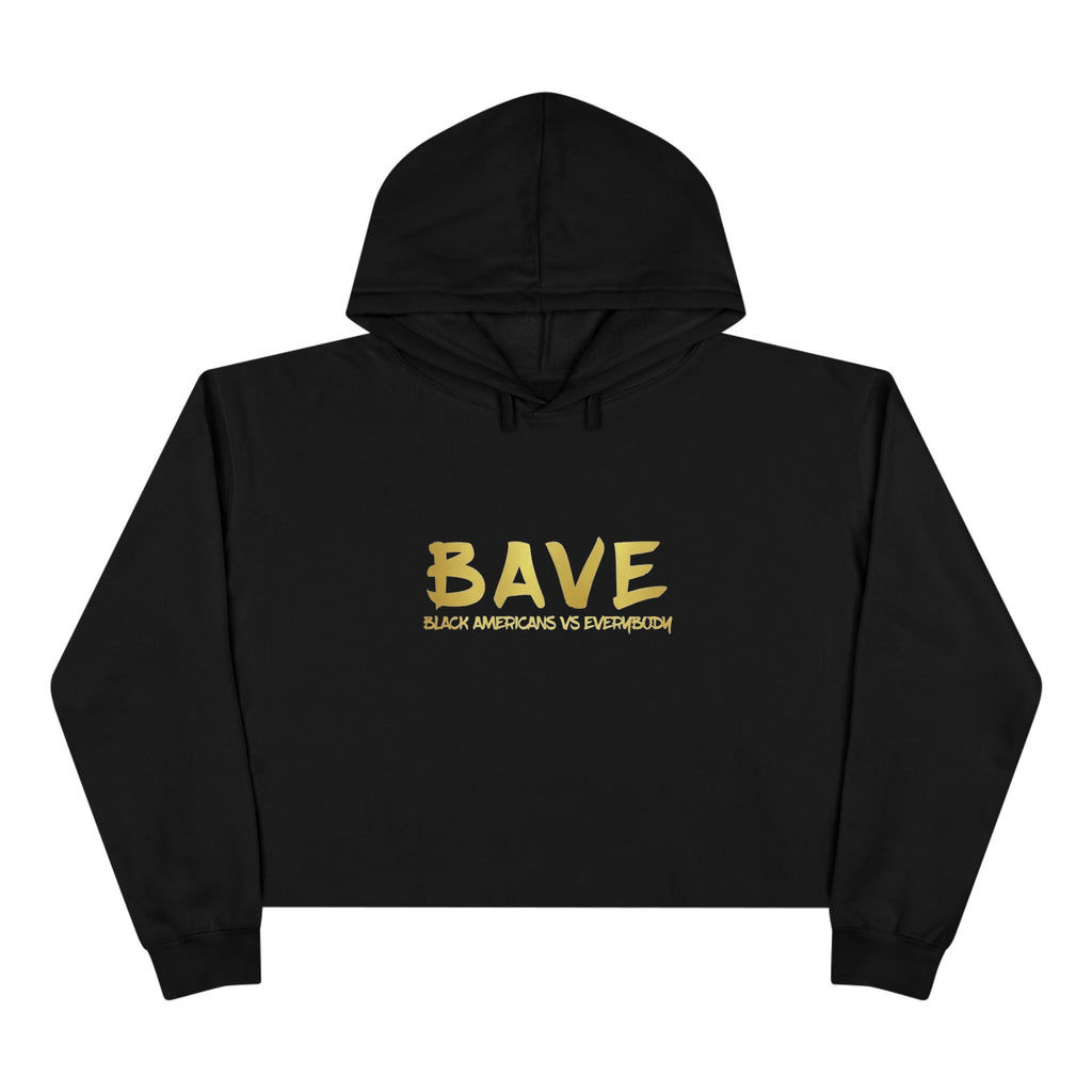 BAVE logo gold script Crop Hoodie | minimalist streetwear, white