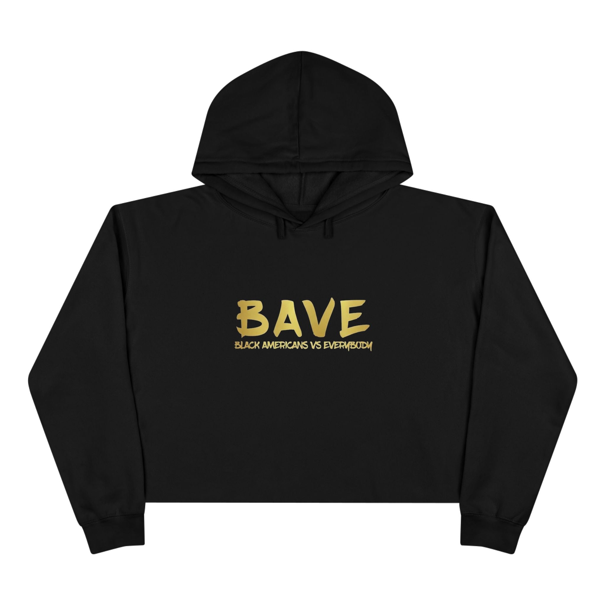 BAVE logo gold script Crop Hoodie | minimalist streetwear, white
