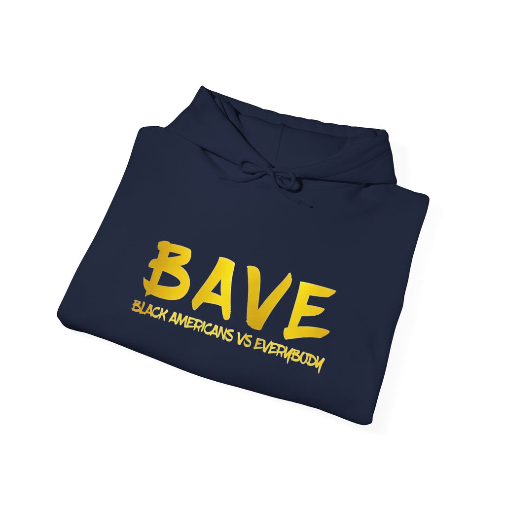 BAVE "Black Americans vs Everybody" gold logo Hoodie | White pullover sweatshirt