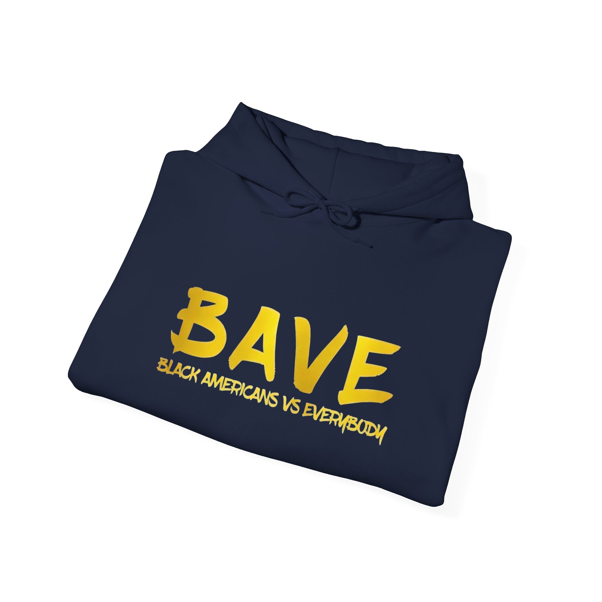 BAVE "Black Americans vs Everybody" gold logo Hoodie | White pullover sweatshirt