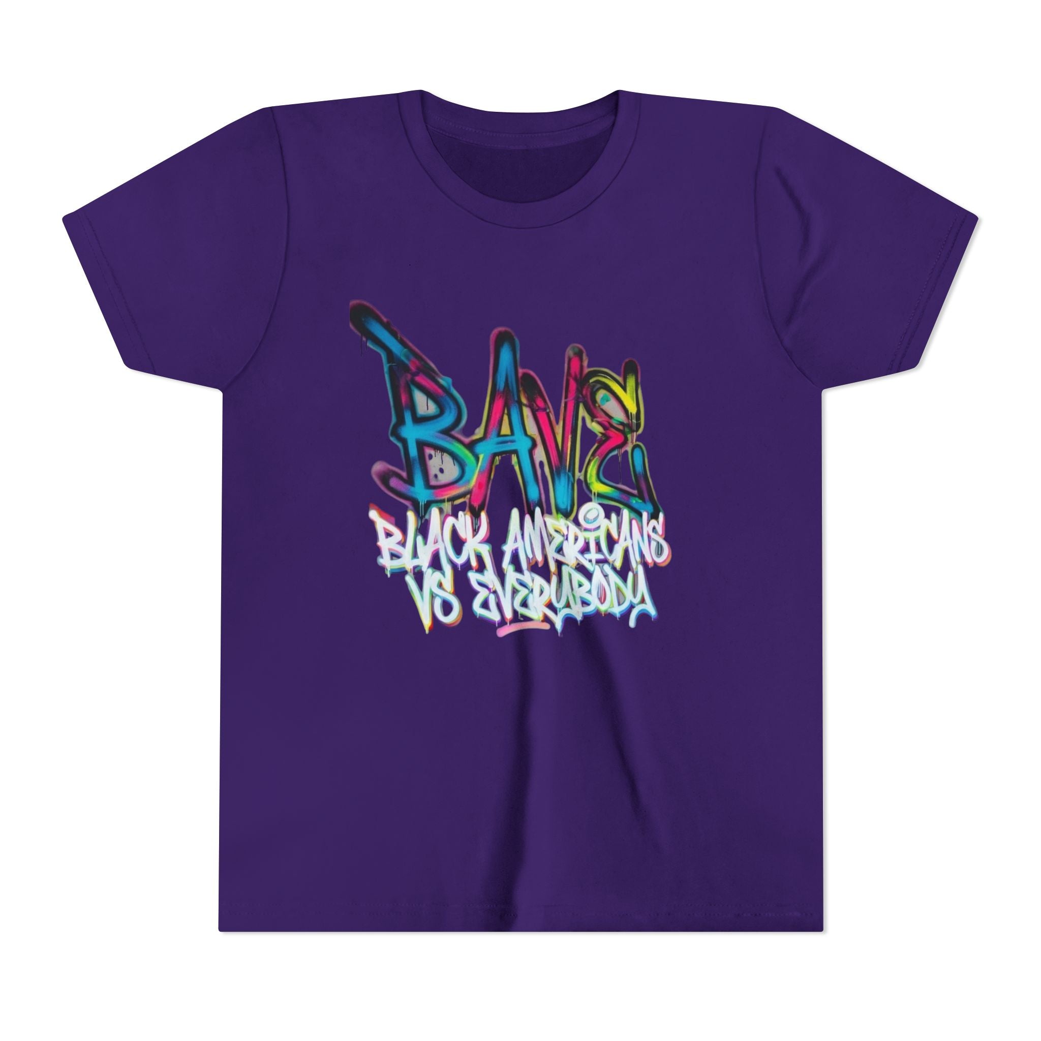 BAVE Black Americans vs Everybody graffiti design Youth Tee | colorful street art text