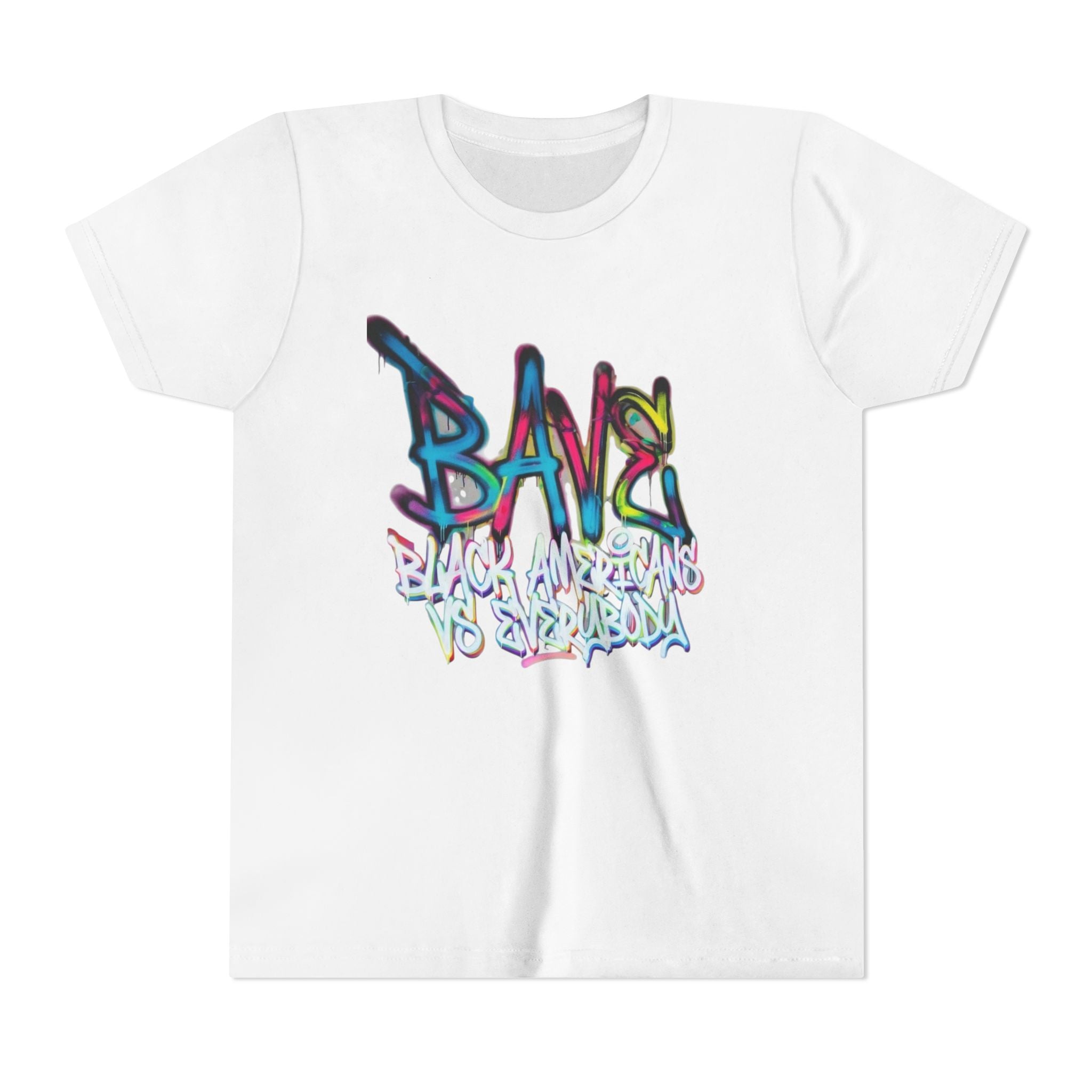 BAVE Black Americans vs Everybody graffiti design Youth Tee | colorful street art text