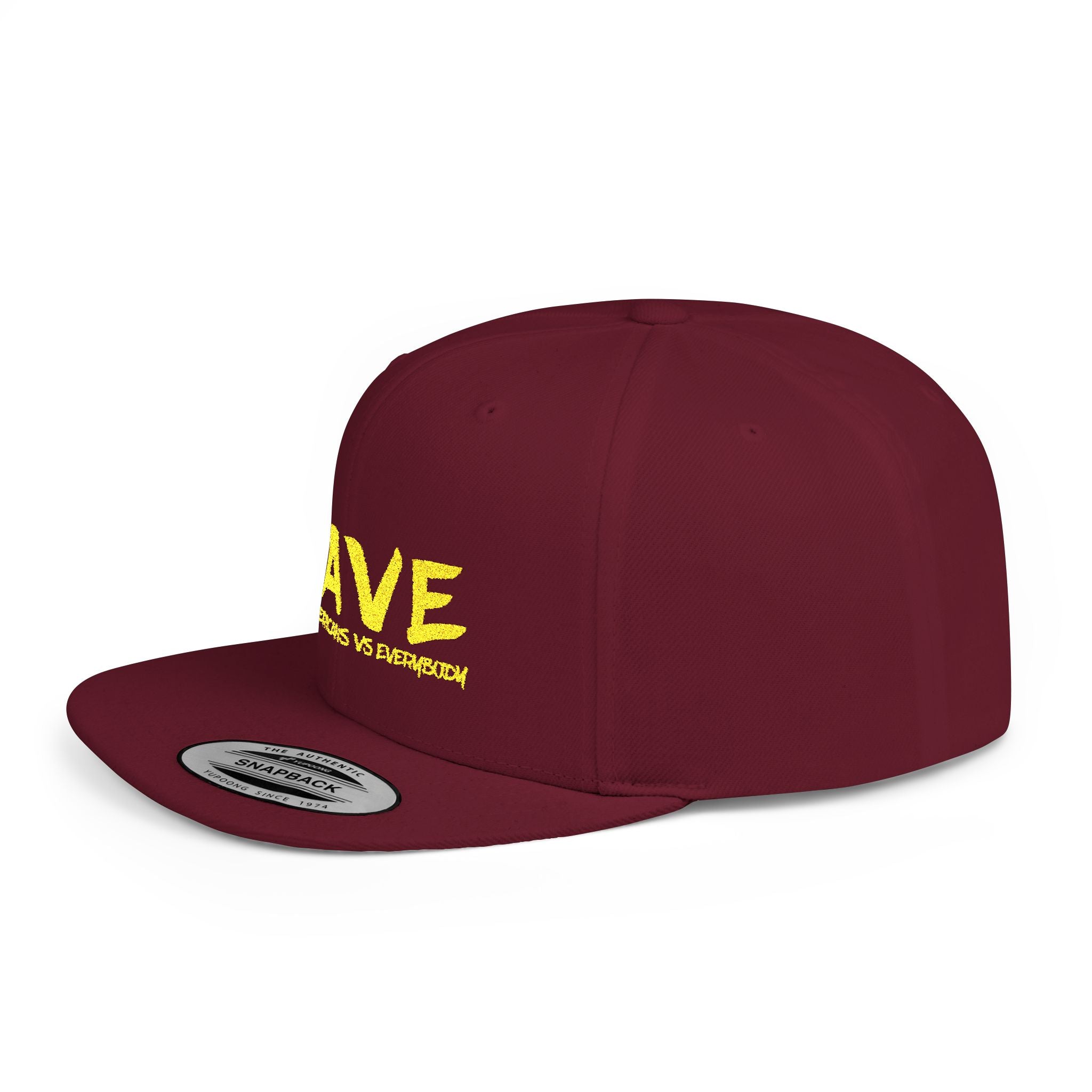 BAVE embroidered Black Americans Vs Everybody flat bill snapback hat | yellow distressed lettering