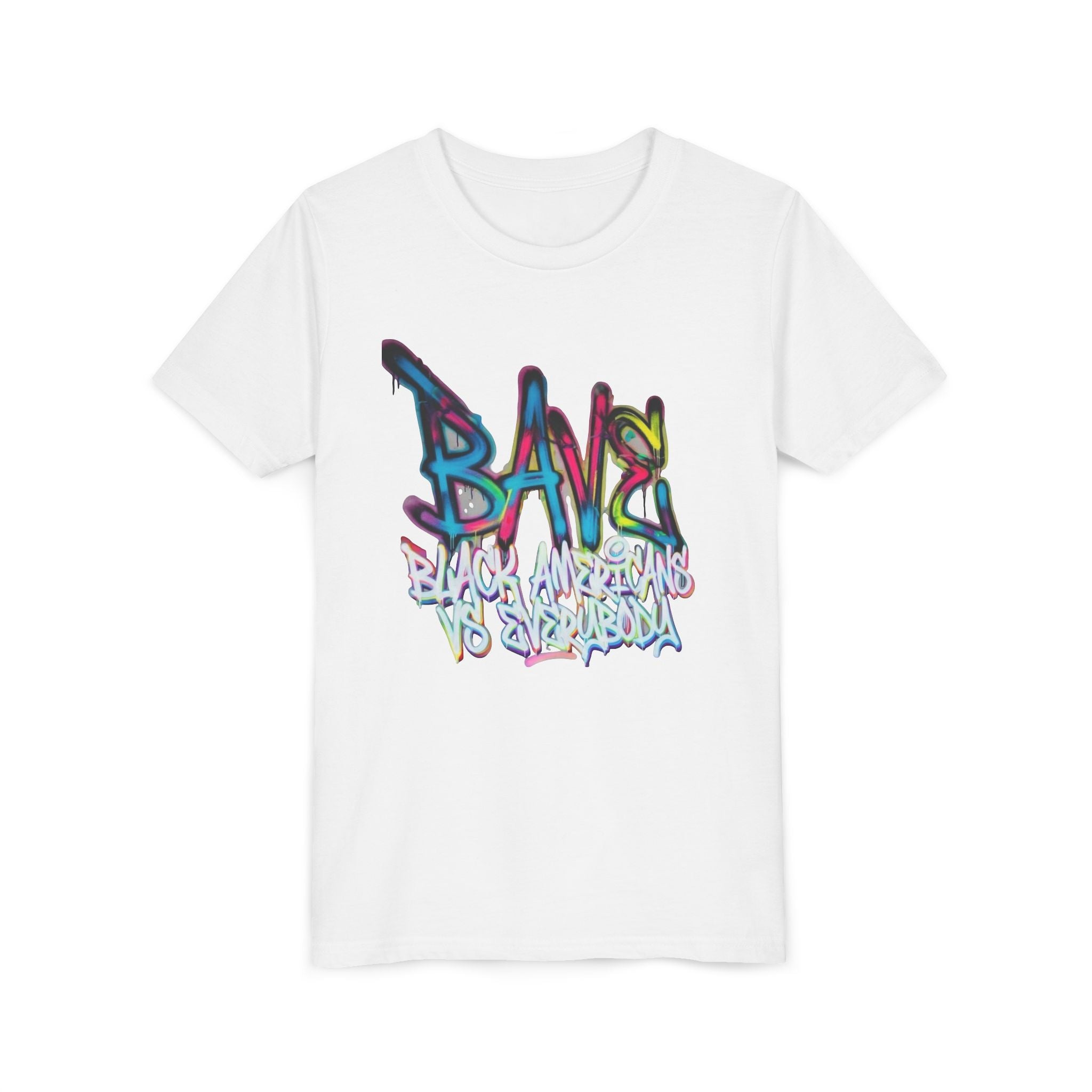 BAVE Black Americans vs Everybody graffiti design Youth Tee | colorful street art text