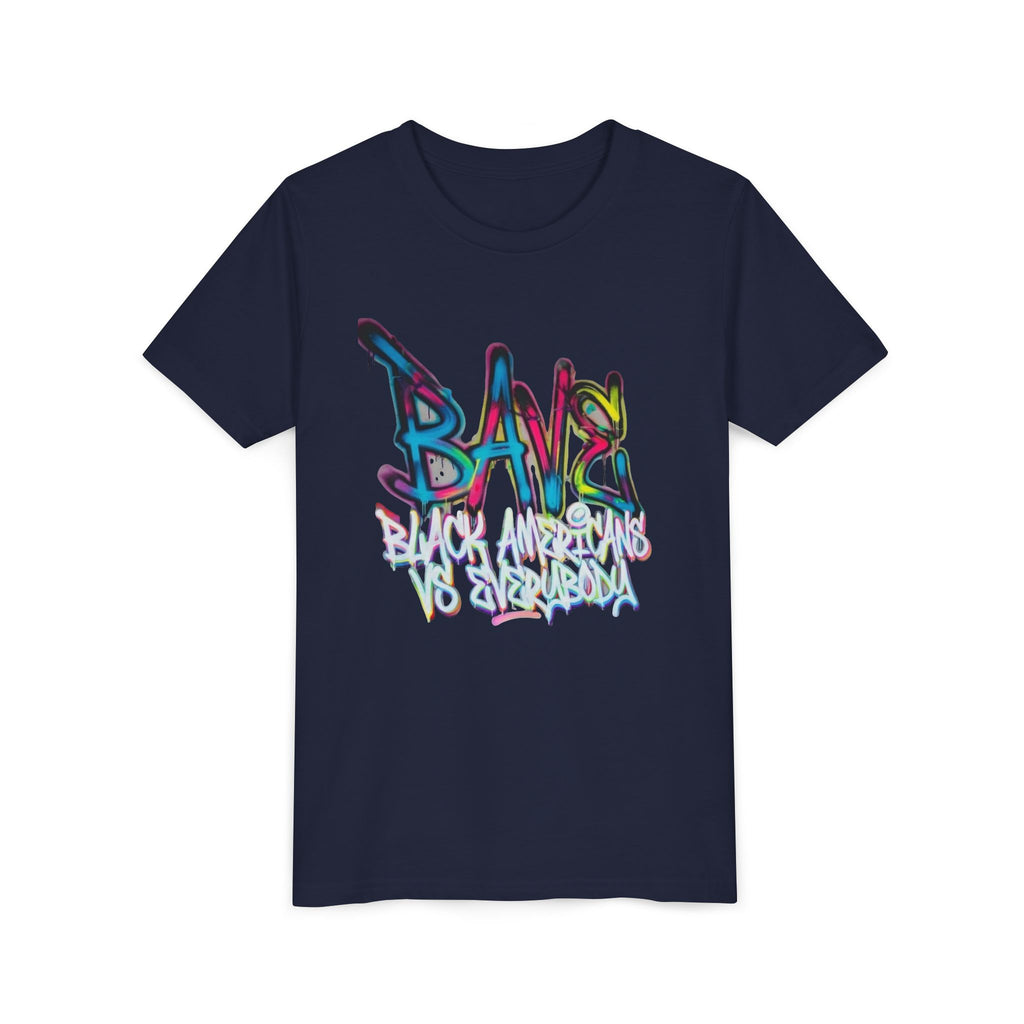 BAVE Black Americans vs Everybody graffiti design Youth Tee | colorful street art text
