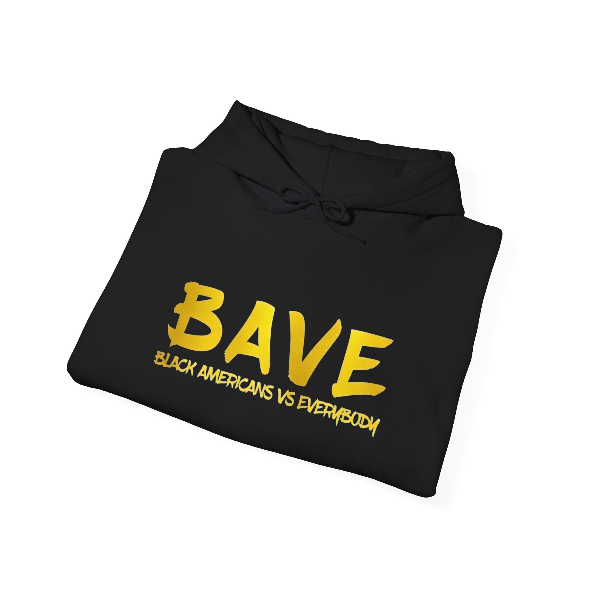 BAVE "Black Americans vs Everybody" gold logo Hoodie | White pullover sweatshirt