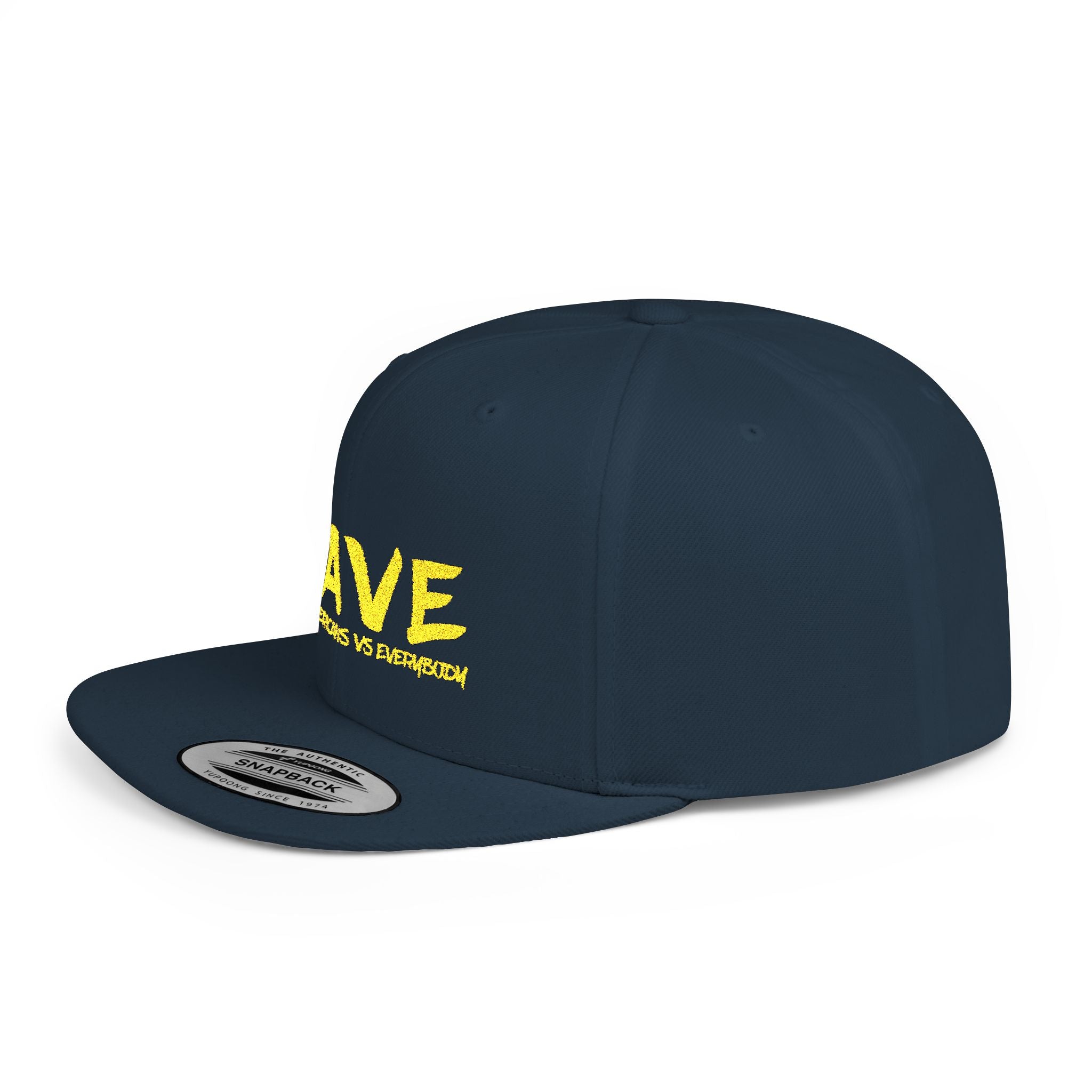 BAVE embroidered Black Americans Vs Everybody flat bill snapback hat | yellow distressed lettering