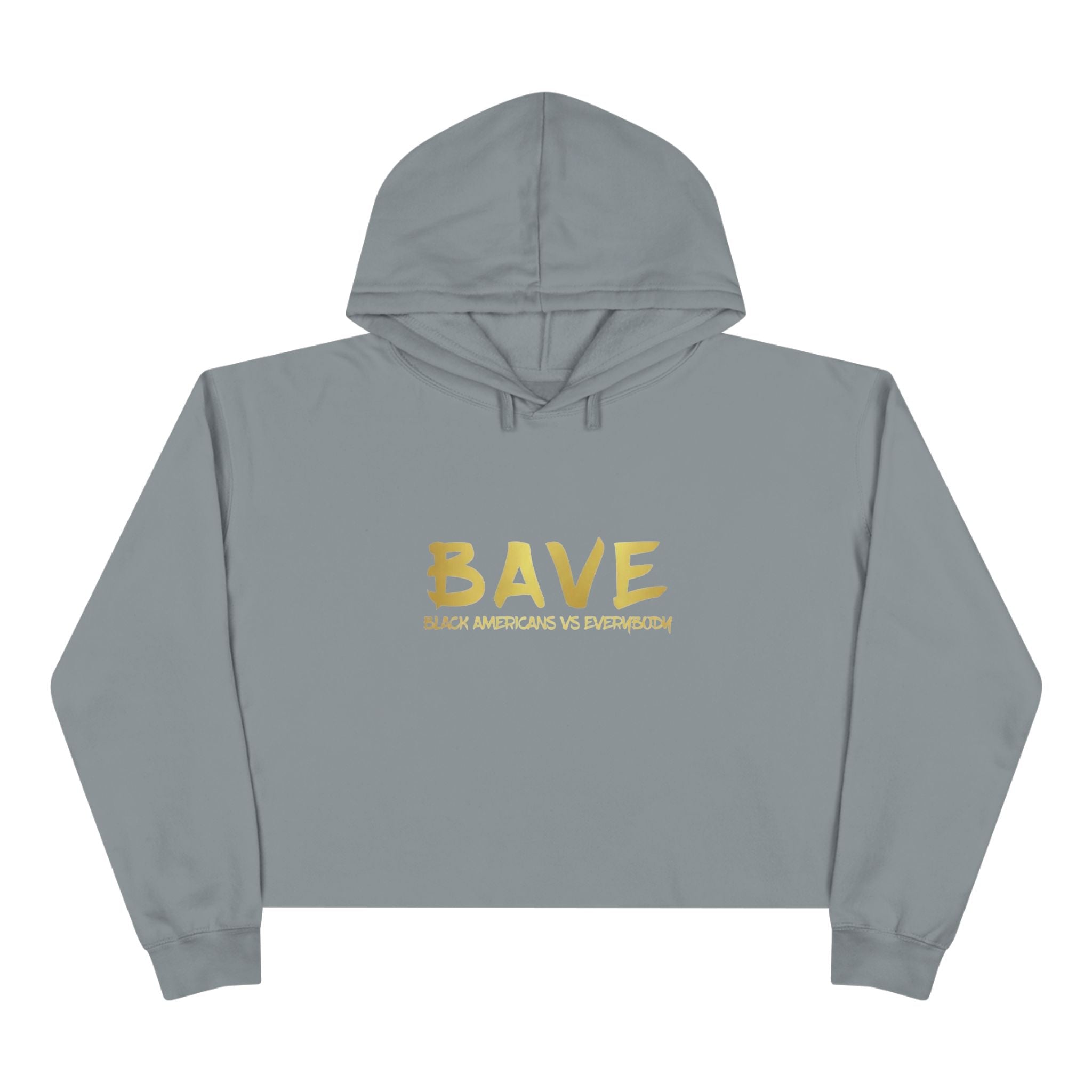 BAVE logo gold script Crop Hoodie | minimalist streetwear, white