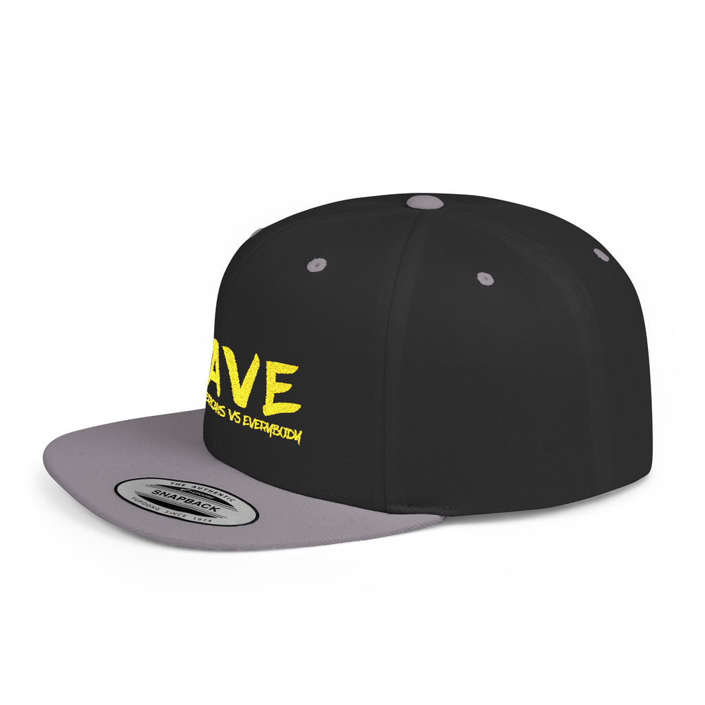 BAVE embroidered Black Americans Vs Everybody flat bill snapback hat | yellow distressed lettering