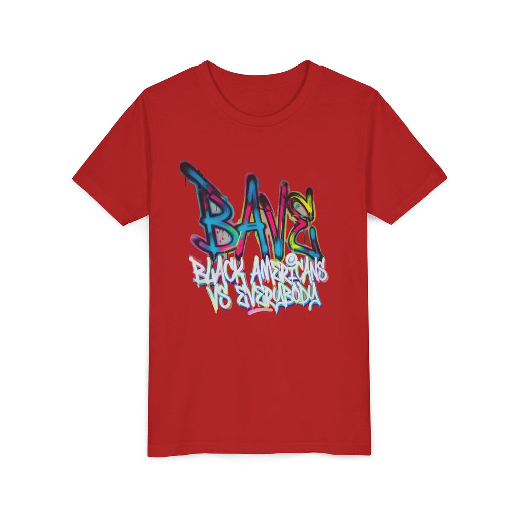 BAVE Black Americans vs Everybody graffiti design Youth Tee | colorful street art text