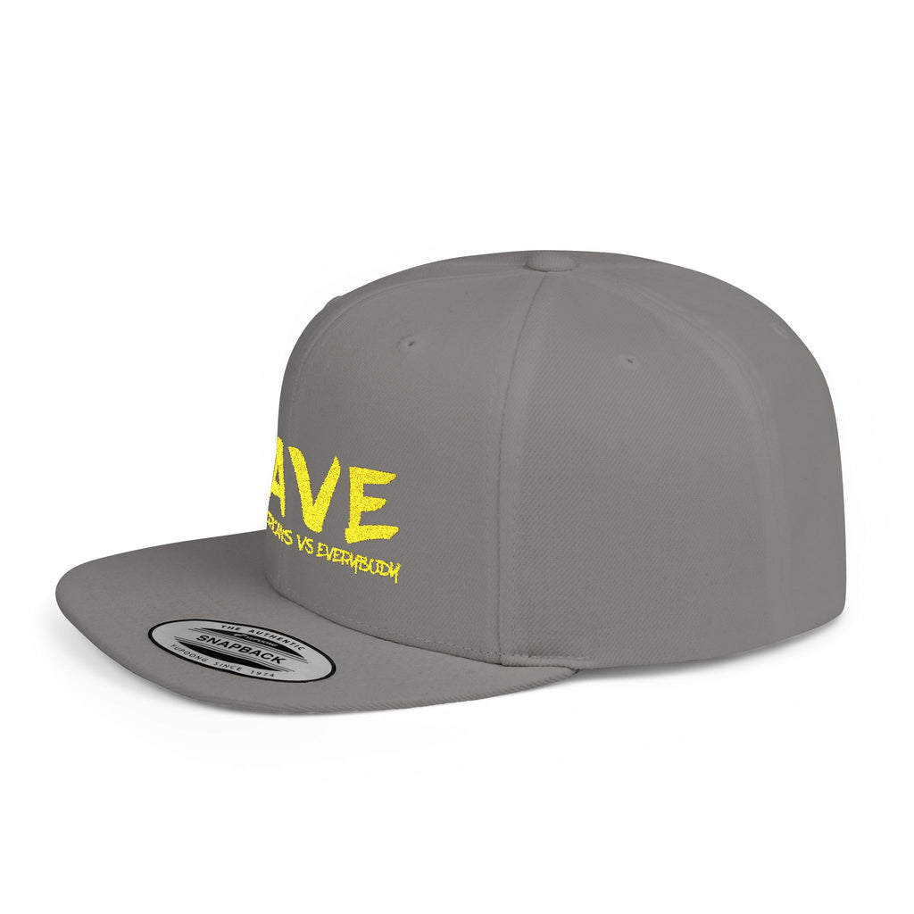 BAVE embroidered yellow paint stroke Flat Bill Snapback | logo cap