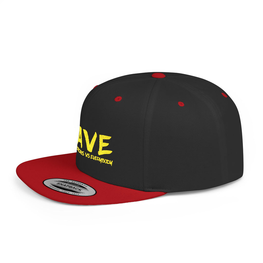 BAVE embroidered Black Americans Vs Everybody flat bill snapback hat | yellow distressed lettering
