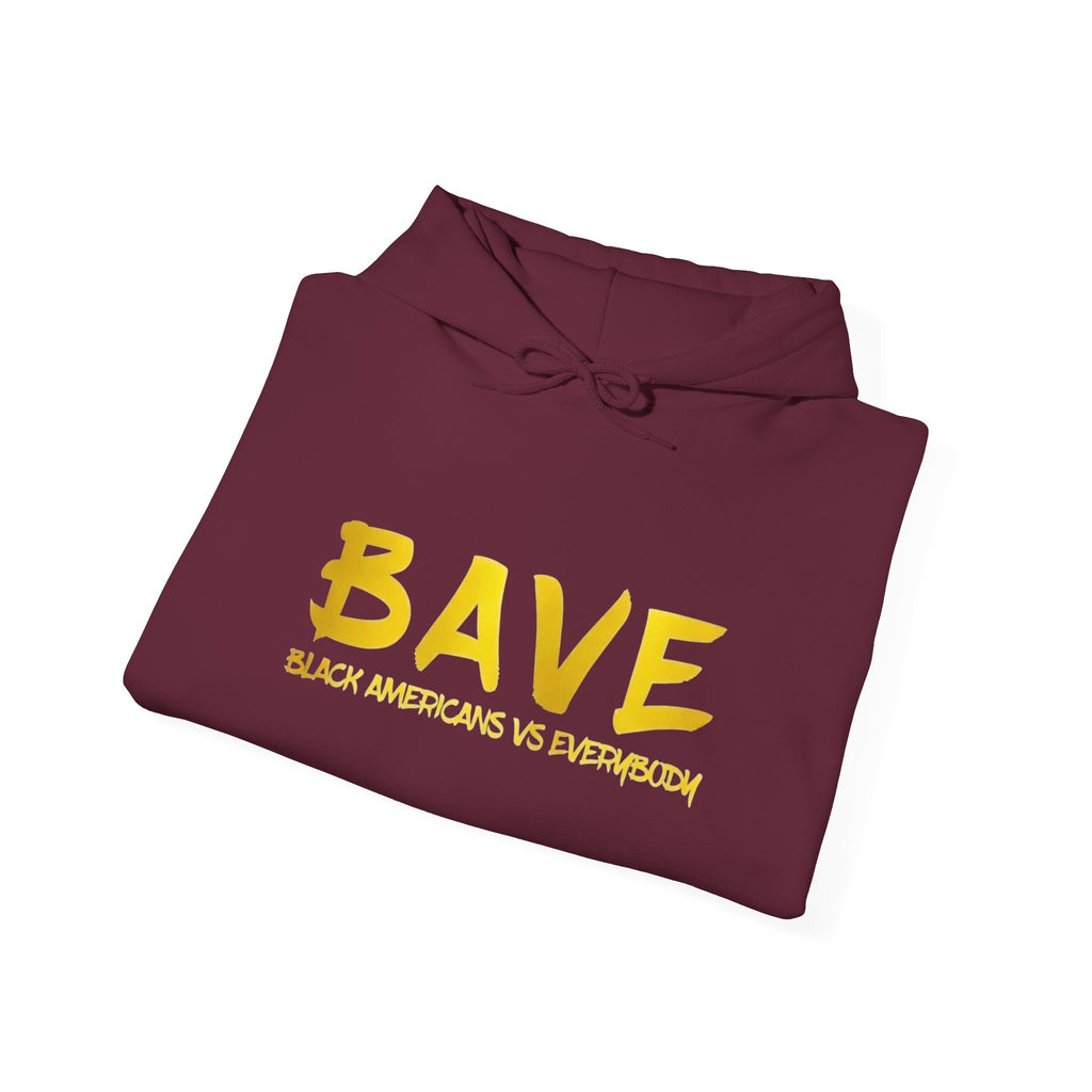BAVE "Black Americans vs Everybody" gold logo Hoodie | White pullover sweatshirt