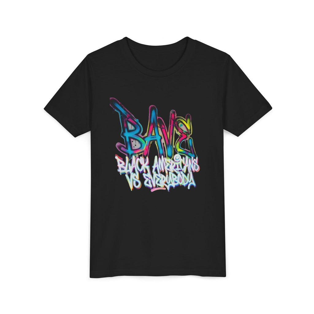 BAVE Black Americans vs Everybody graffiti design Youth Tee | colorful street art text