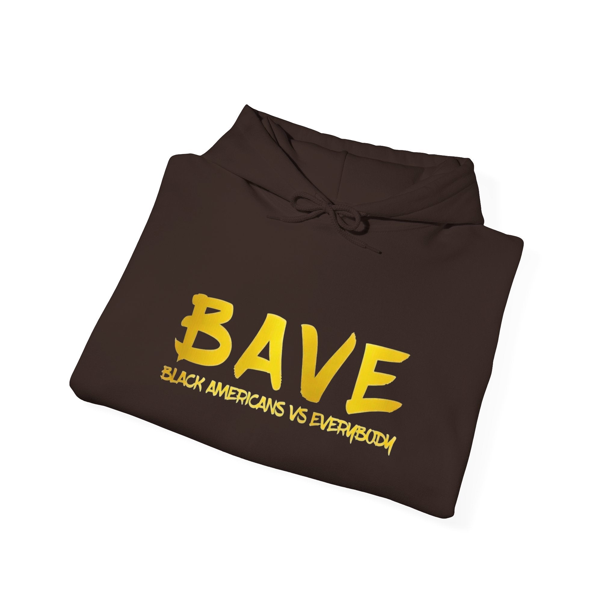 BAVE "Black Americans vs Everybody" gold logo Hoodie | White pullover sweatshirt