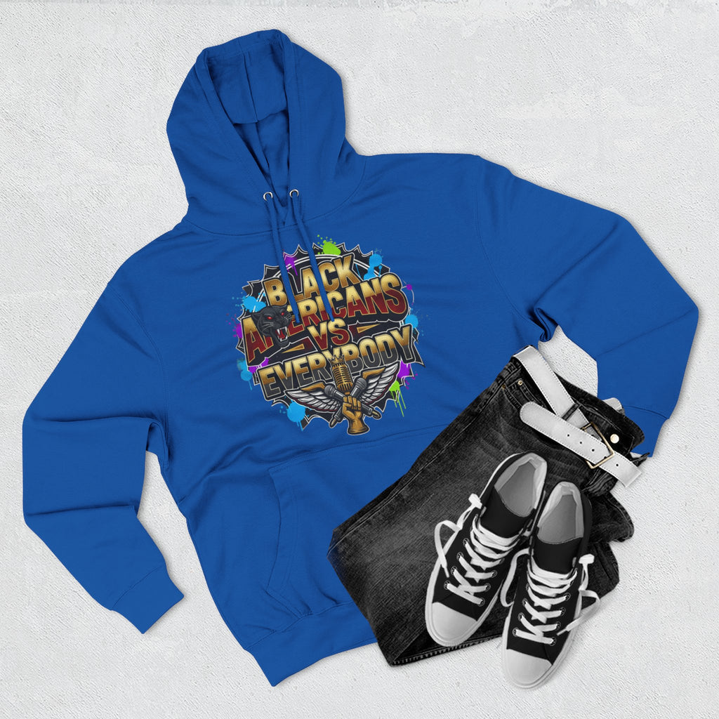 Black Americns vs Everybody Hoodie | Urban Graffiti Logo, Bold Text