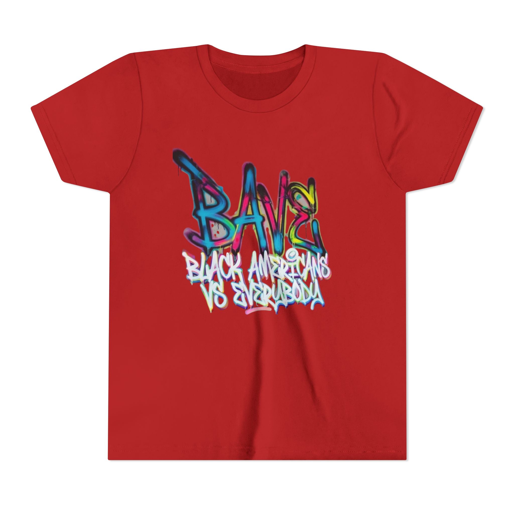 BAVE Black Americans vs Everybody graffiti design Youth Tee | colorful street art text