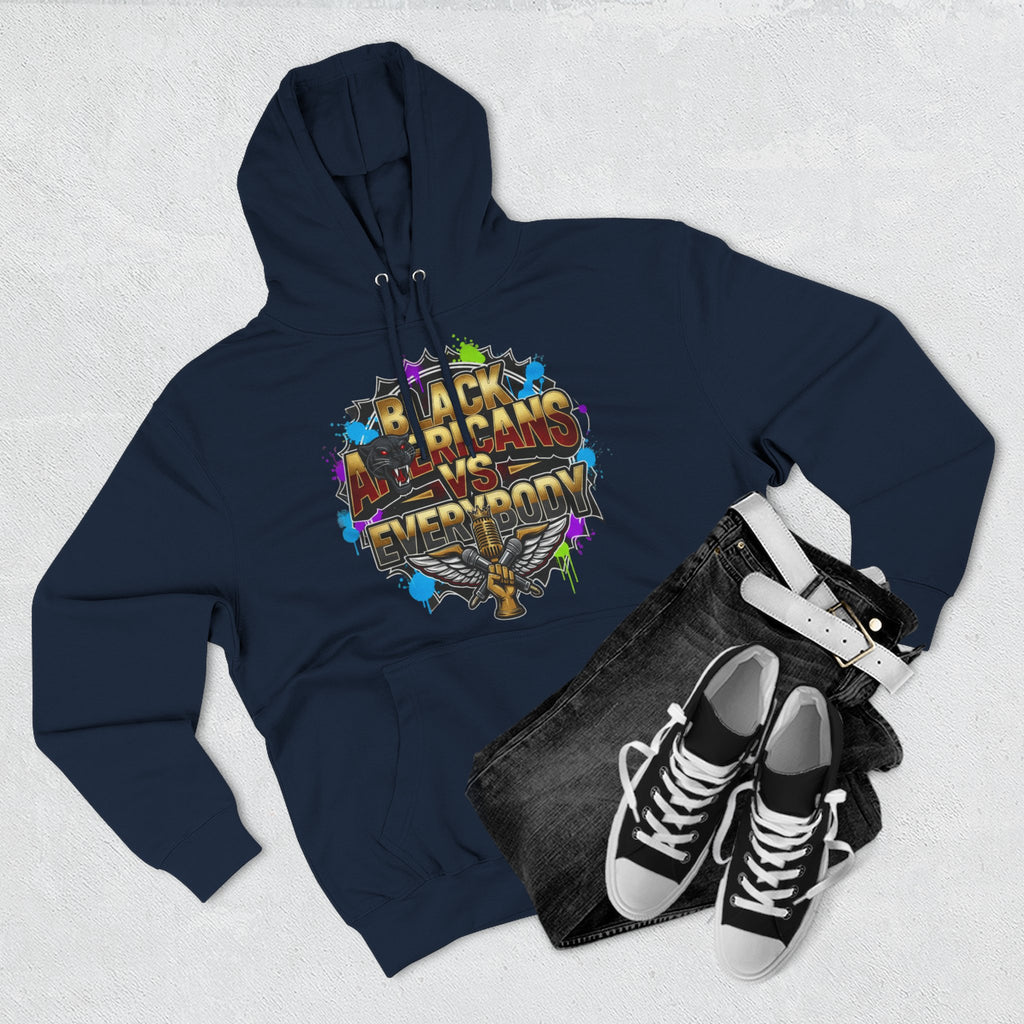 Black Americns vs Everybody Hoodie | Urban Graffiti Logo, Bold Text