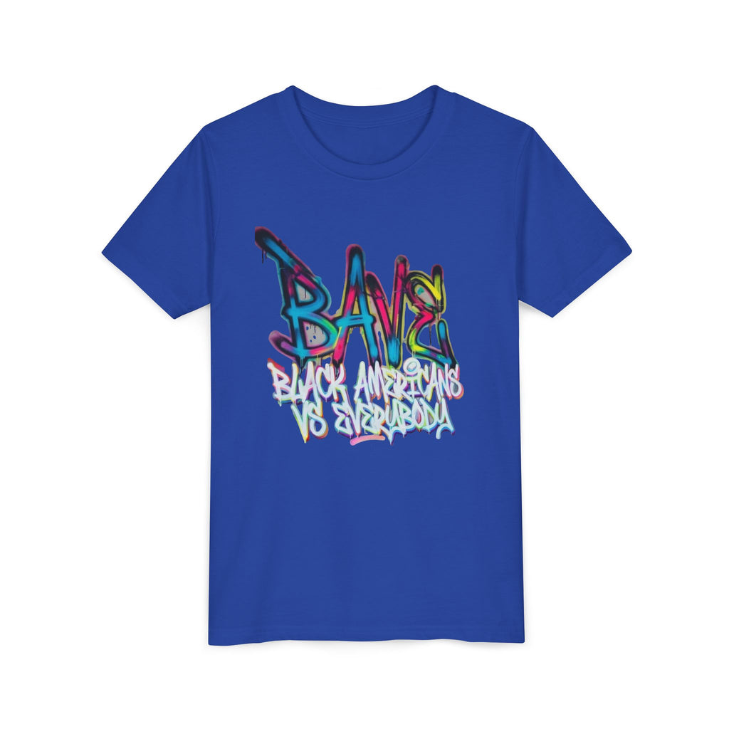 BAVE Black Americans vs Everybody graffiti design Youth Tee | colorful street art text