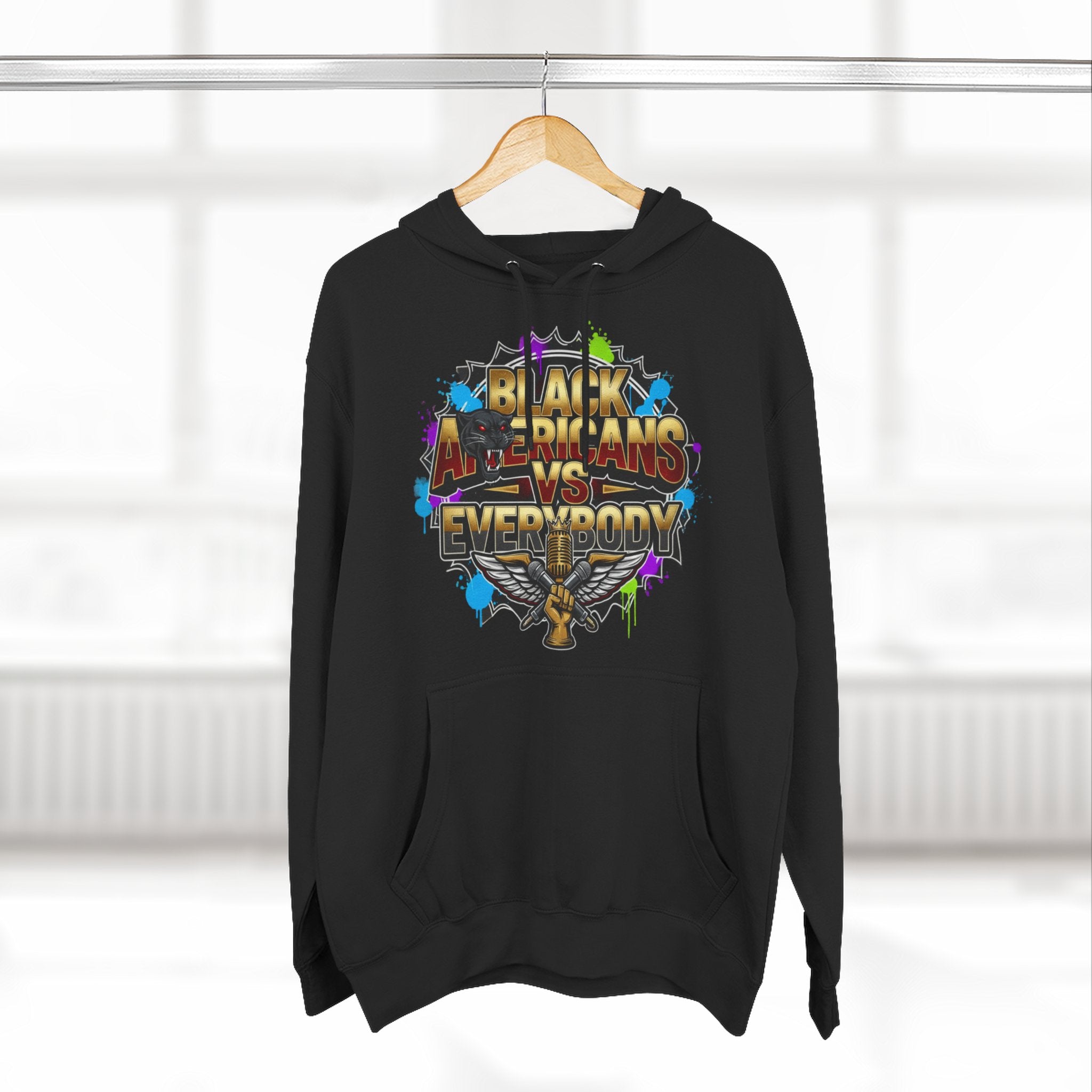 Black Americns vs Everybody Hoodie | Urban Graffiti Logo, Bold Text