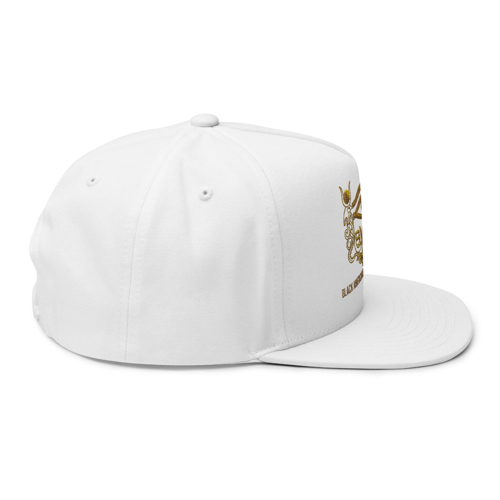 Embroidered Gold Eye of Ra Flat Bill Cap — 'Black Americans Versus Everyscent'