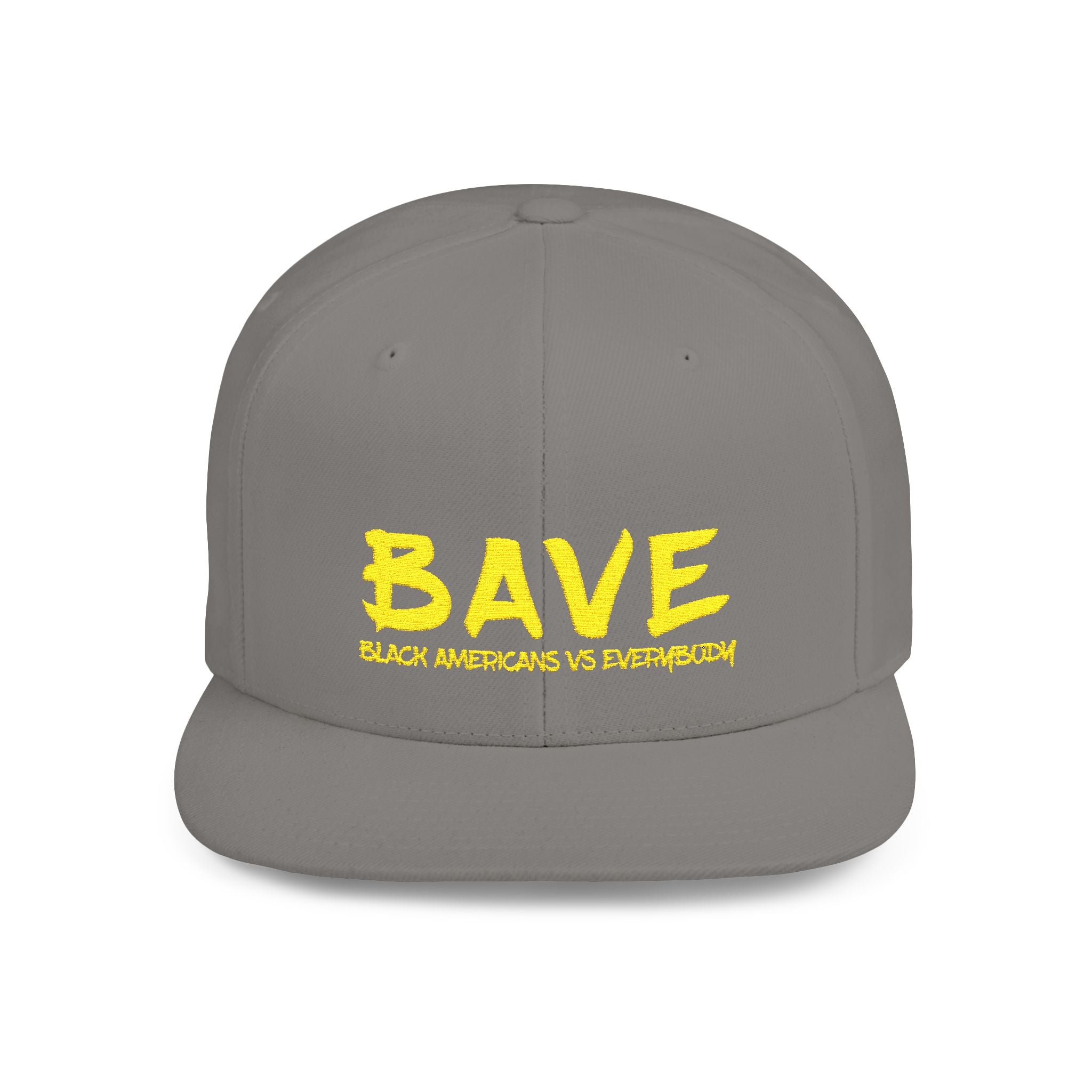 BAVE embroidered yellow paint stroke Flat Bill Snapback | logo cap