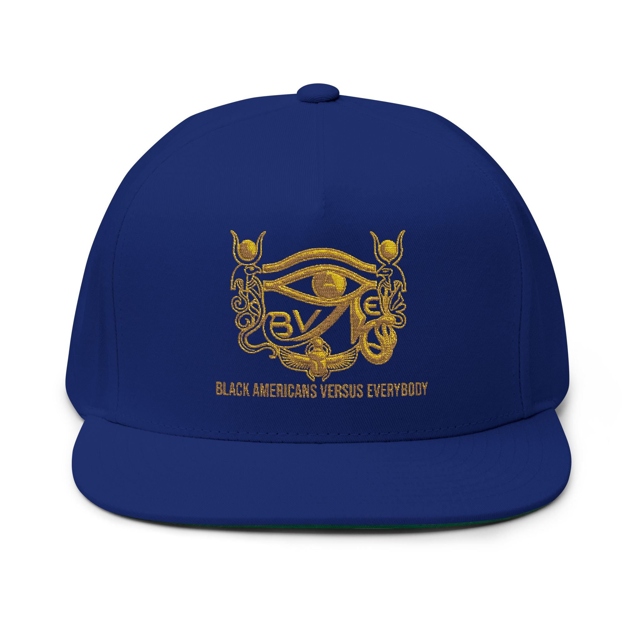 Embroidered Gold Eye of Ra Flat Bill Cap — 'Black Americans Versus Everyscent'