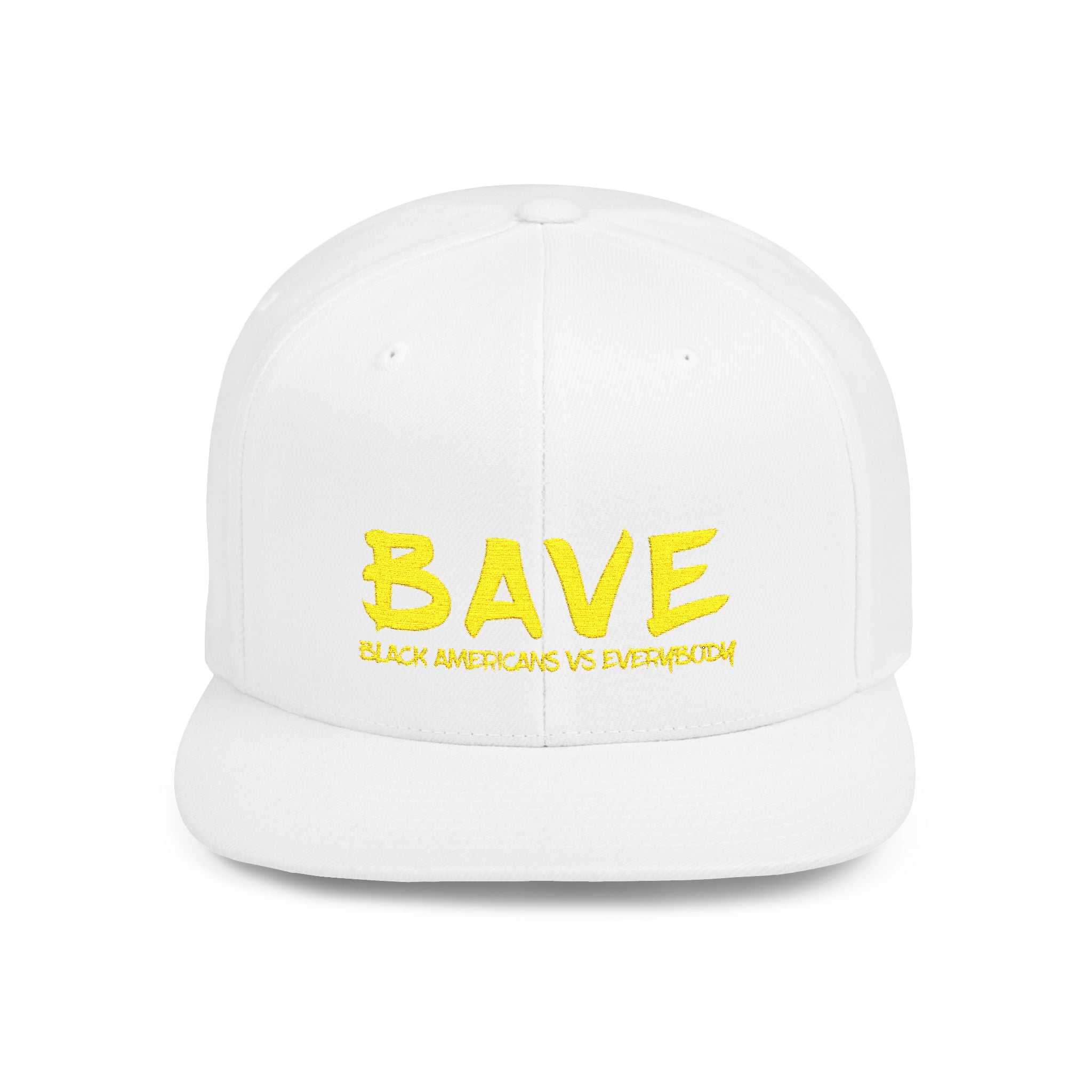 BAVE embroidered yellow paint stroke Flat Bill Snapback | logo cap
