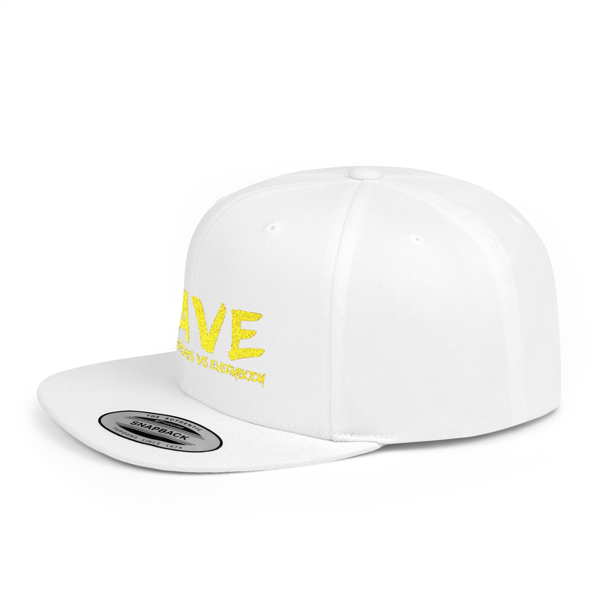 BAVE embroidered yellow paint stroke Flat Bill Snapback | logo cap