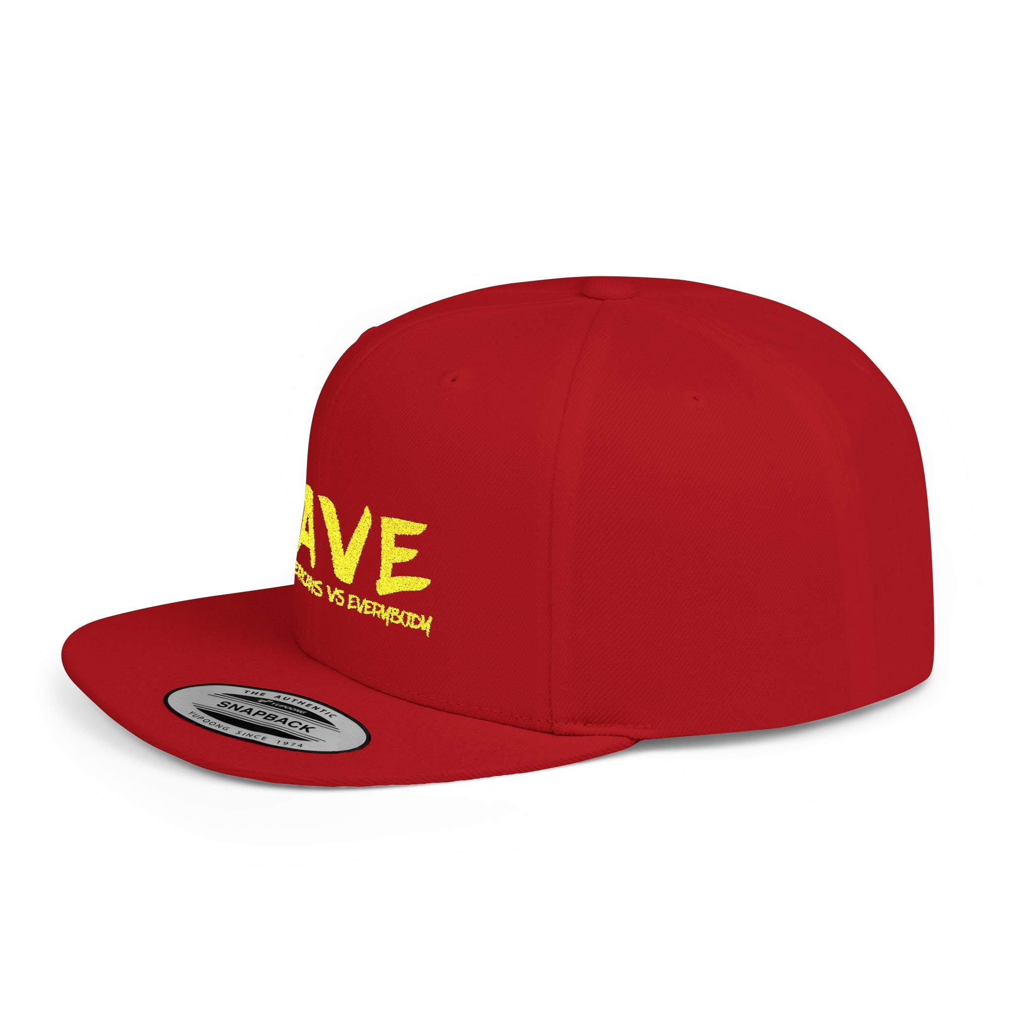 BAVE embroidered Black Americans Vs Everybody flat bill snapback hat | yellow distressed lettering