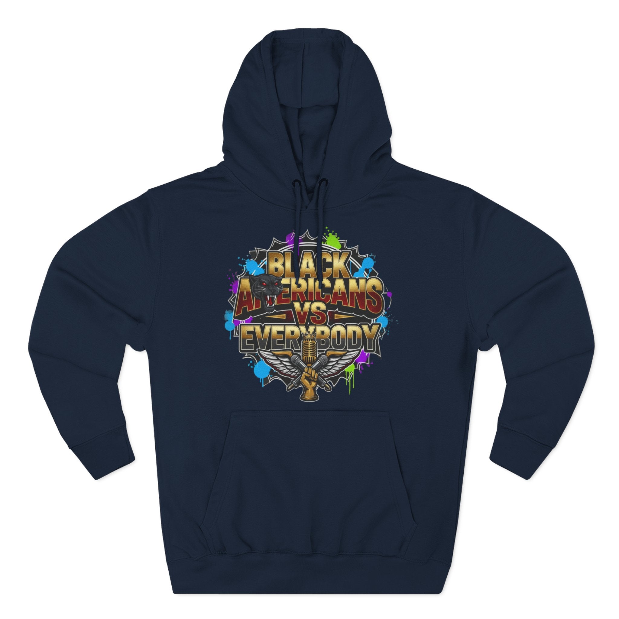 Black Americns vs Everybody Hoodie | Urban Graffiti Logo, Bold Text