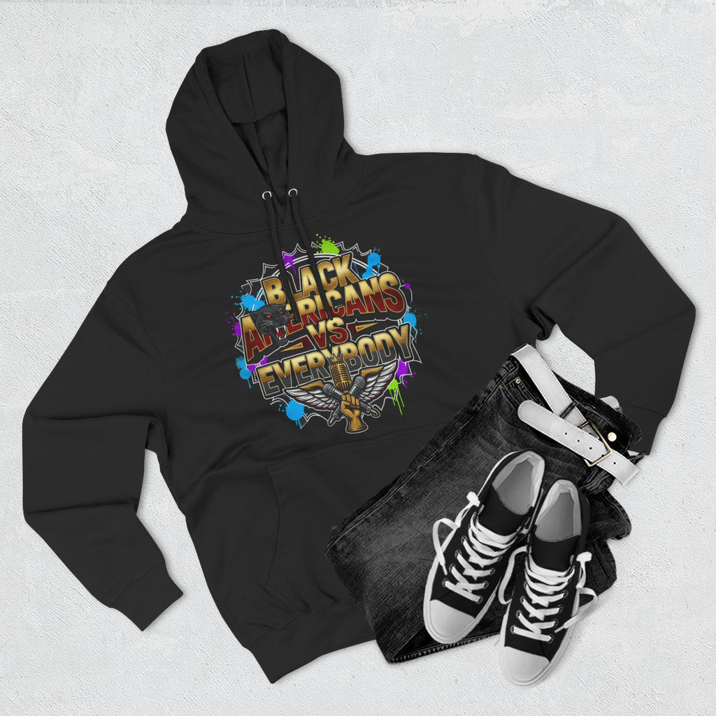 Black Americns vs Everybody Hoodie | Urban Graffiti Logo, Bold Text