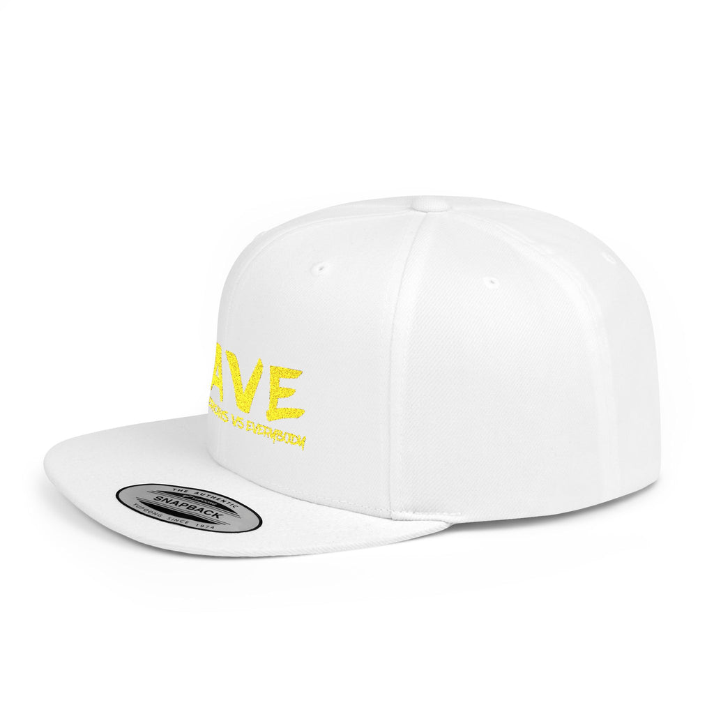 BAVE embroidered Black Americans Vs Everybody flat bill snapback hat | yellow distressed lettering