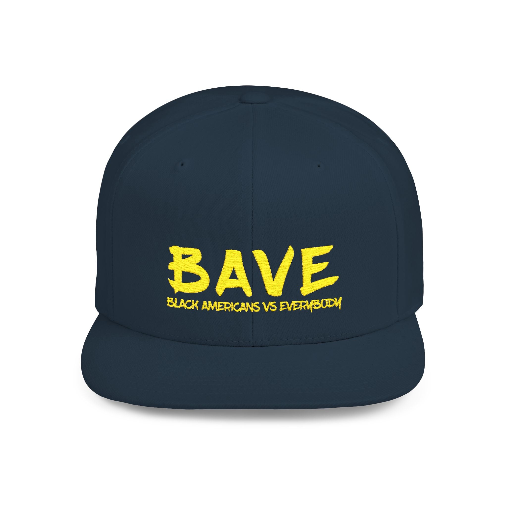 BAVE embroidered yellow paint stroke Flat Bill Snapback | logo cap