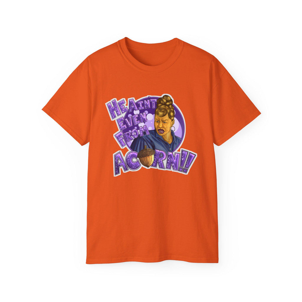 He Ain't Livin' Right Acorny Tee | Retro Portrait, Purple Graphic